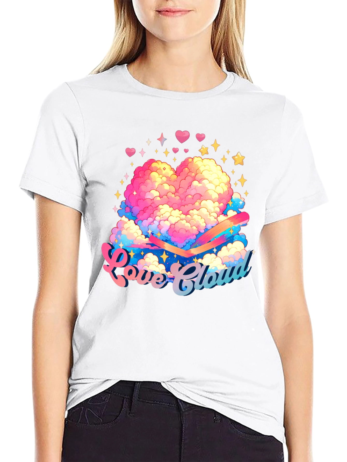Love Cloud Graphic Tee - Black Cotton T-Shirt