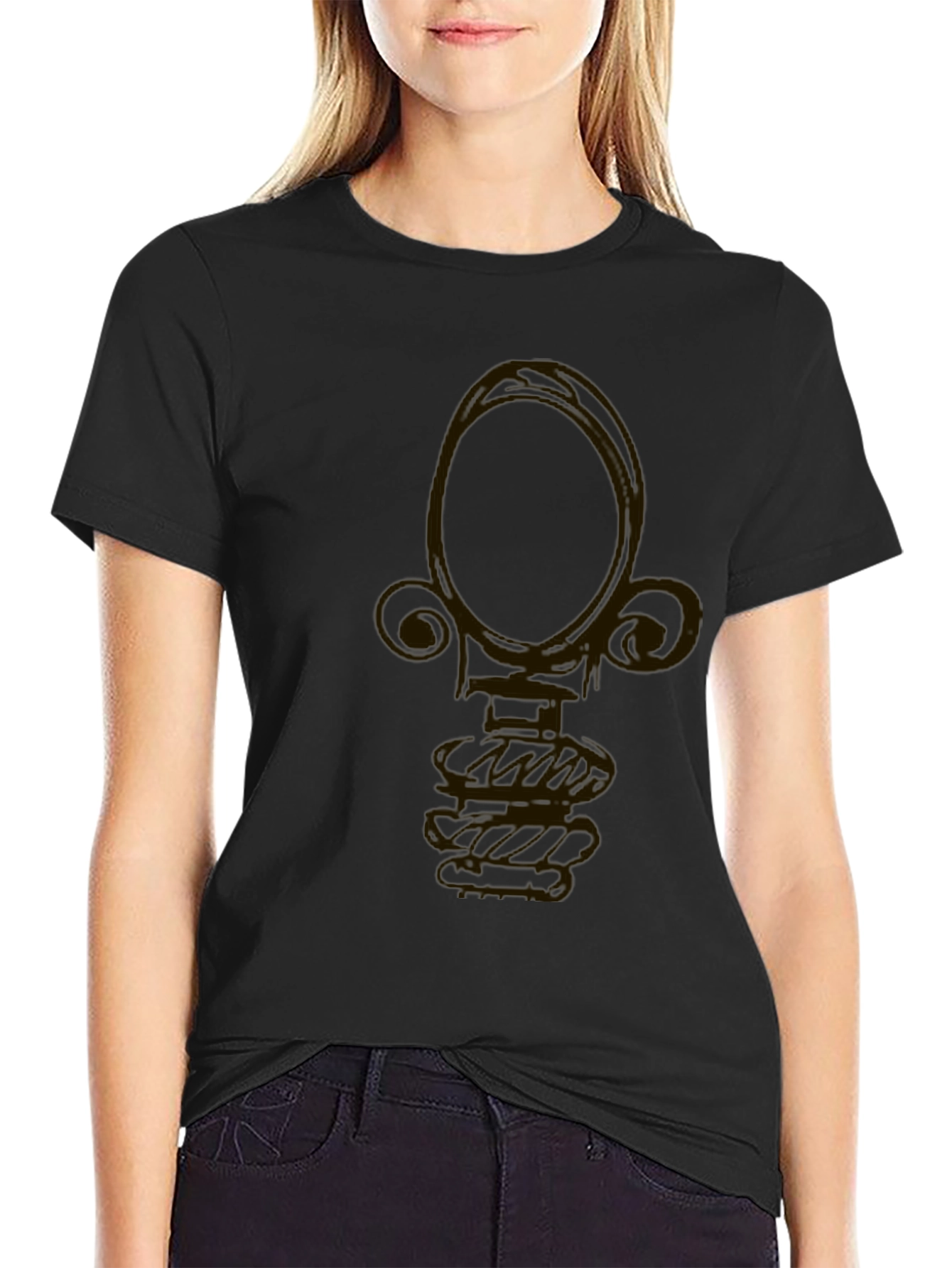 Abstract Gold Design Black T-Shirt