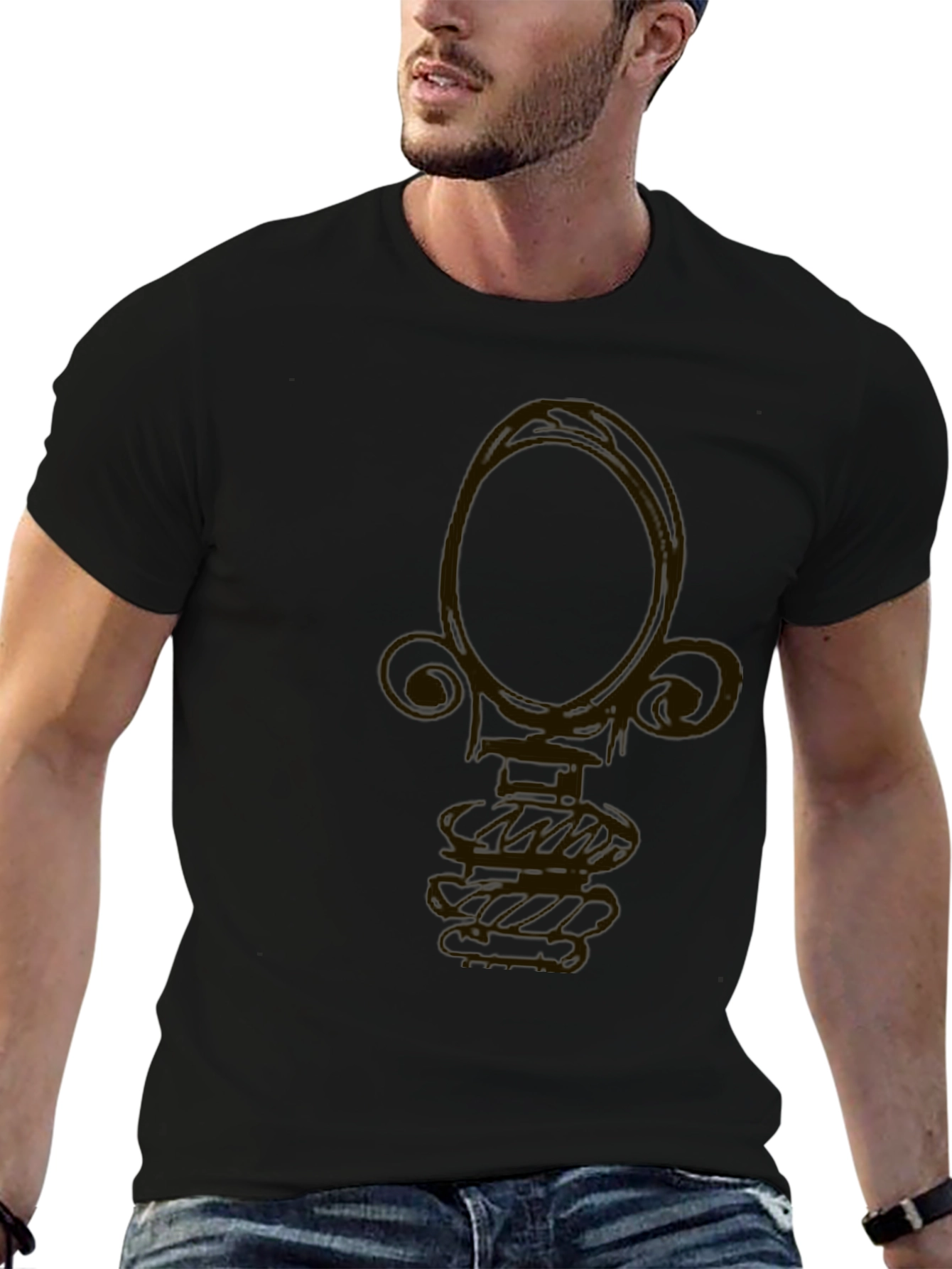 Abstract Gold Design Black T-Shirt