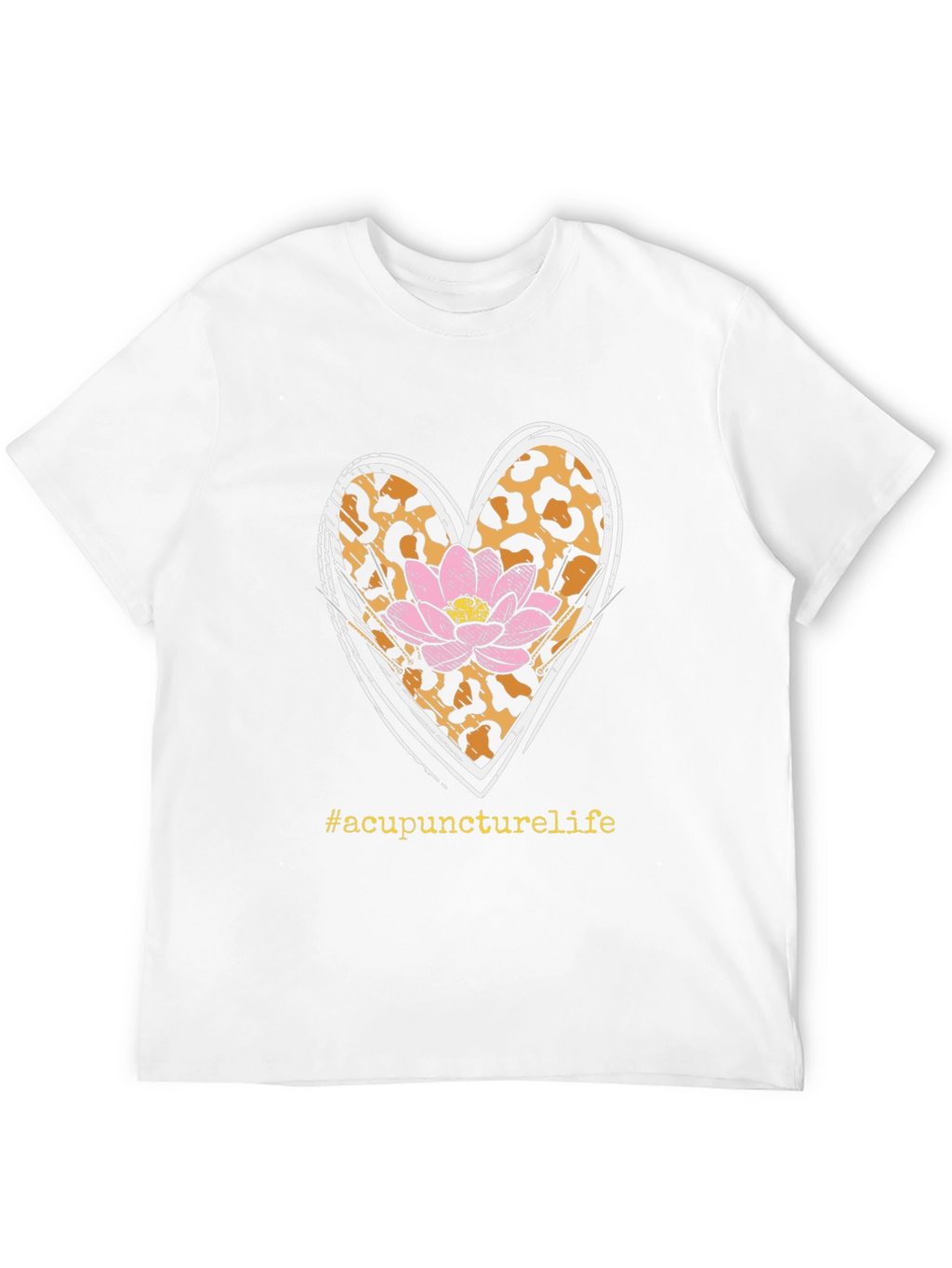 Acupuncture Life T-Shirt with Leopard Print Heart