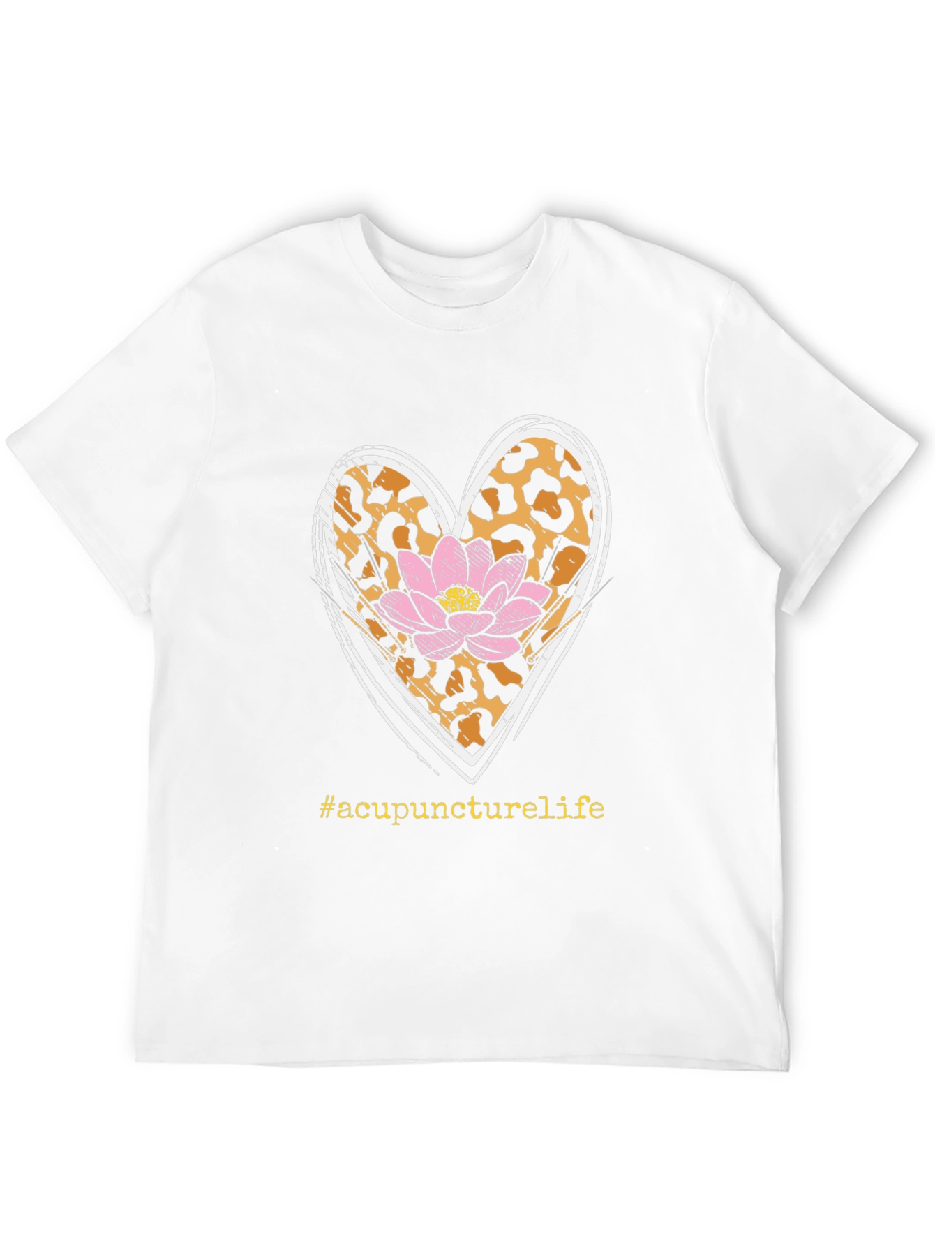 Acupuncture Life T-Shirt with Leopard Print Heart