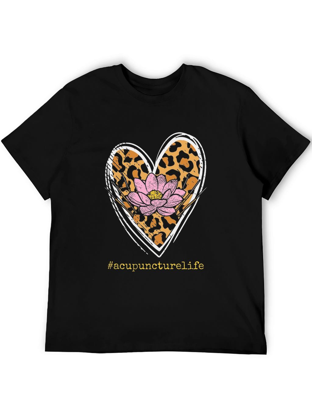 Acupuncture Life T-Shirt with Leopard Print Heart