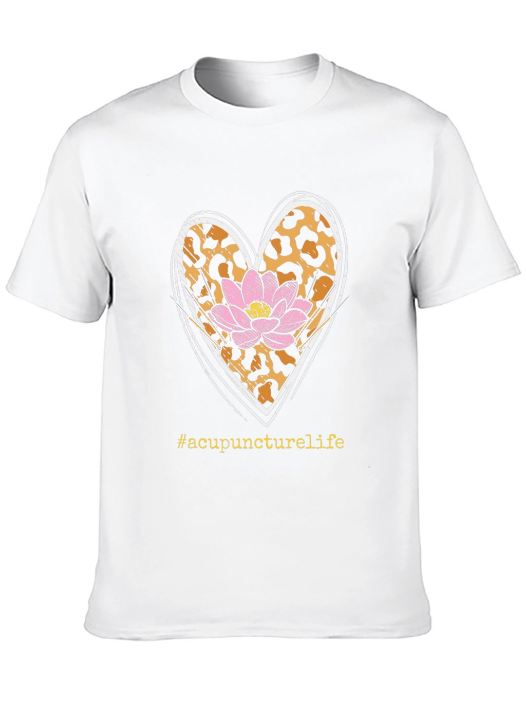 Acupuncture Life T-Shirt with Leopard Print Heart