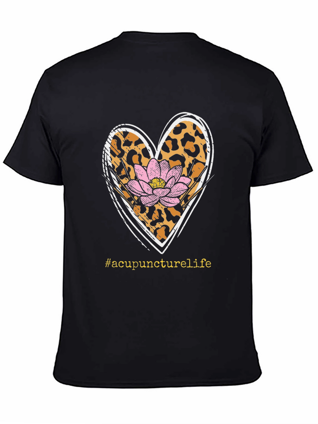 Acupuncture Life T-Shirt with Leopard Print Heart