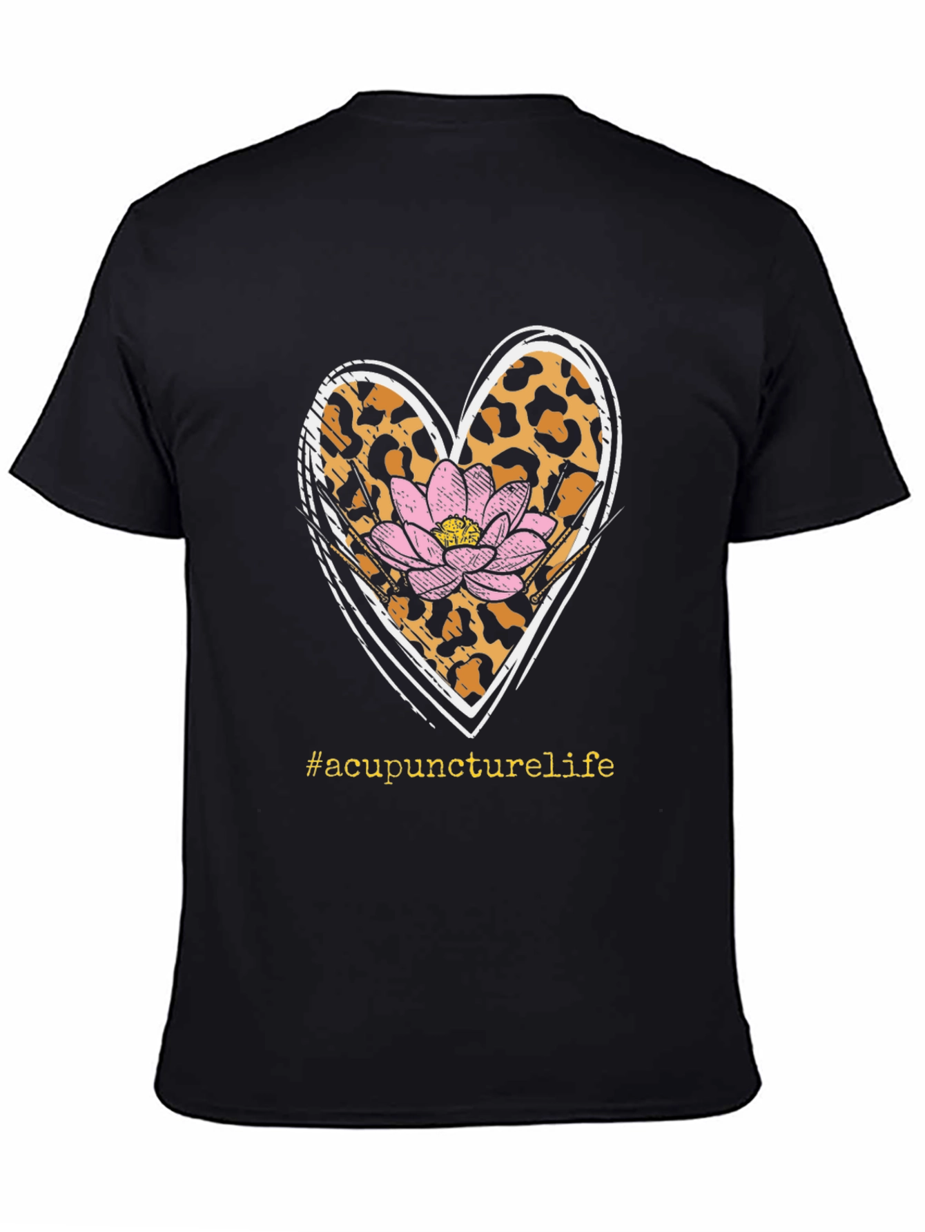 Acupuncture Life T-Shirt with Leopard Print Heart