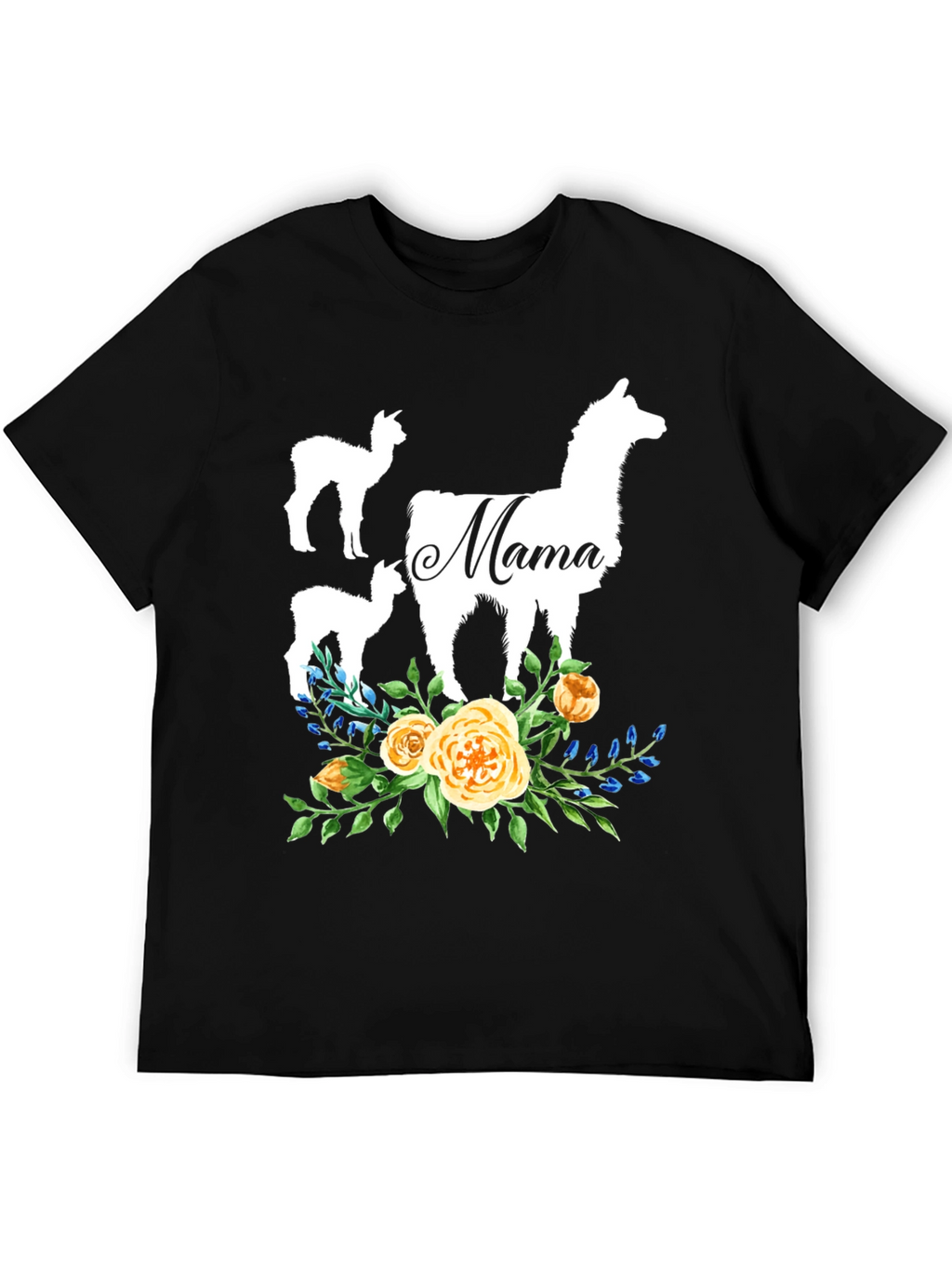 Mama Llama Floral T-Shirt Cute Alpaca Mom Tee