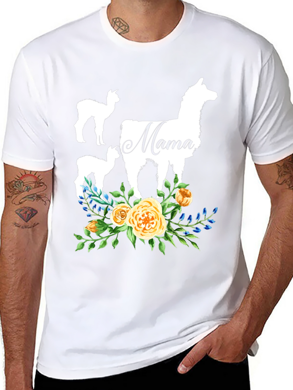 Mama Llama Floral T-Shirt Cute Alpaca Mom Tee