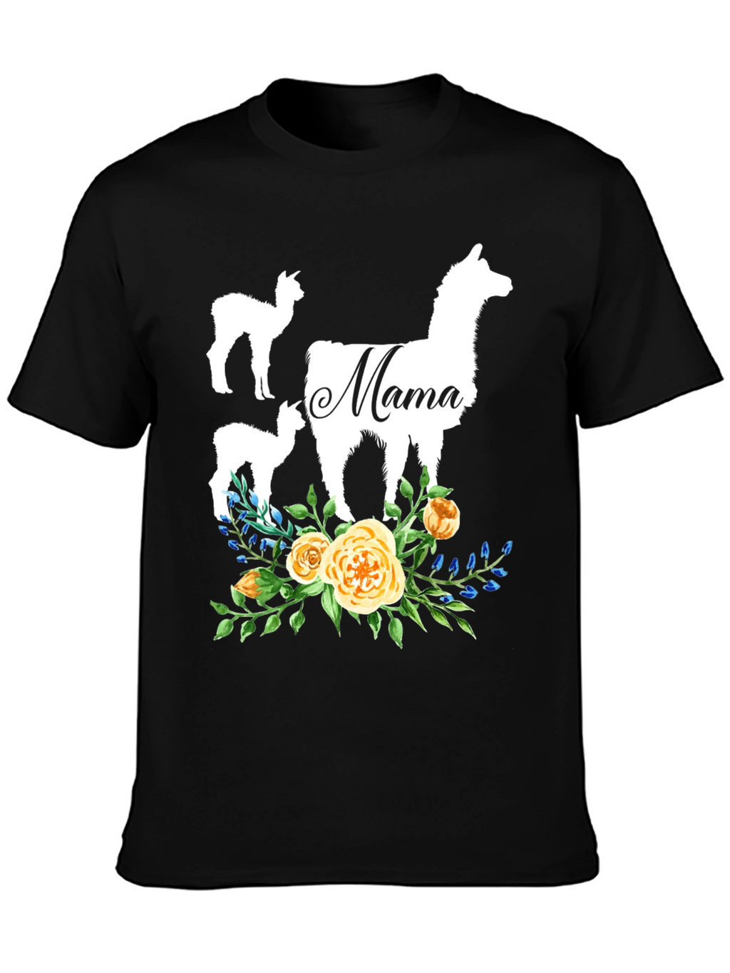 Mama Llama Floral T-Shirt Cute Alpaca Mom Tee