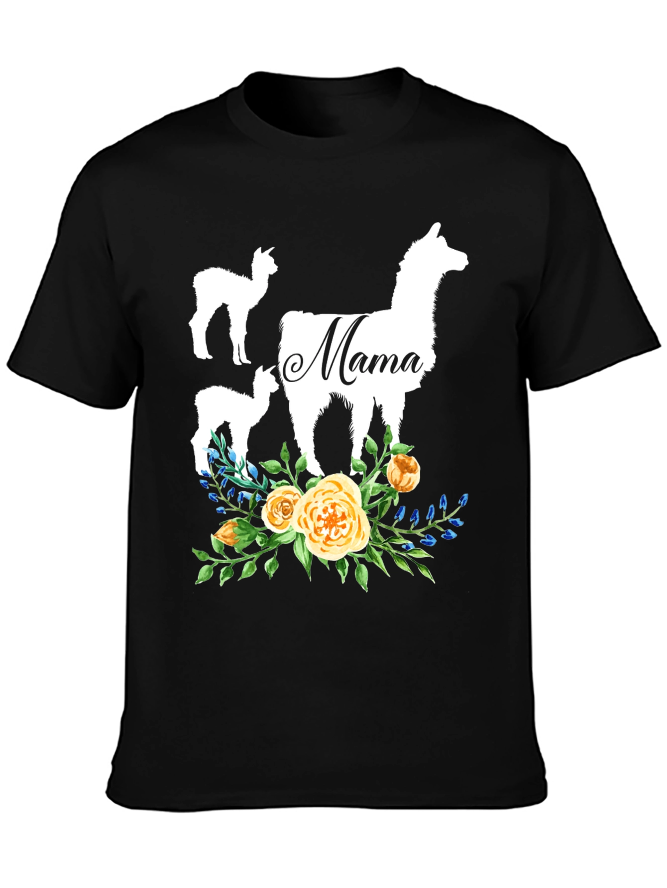 Mama Llama Floral T-Shirt Cute Alpaca Mom Tee