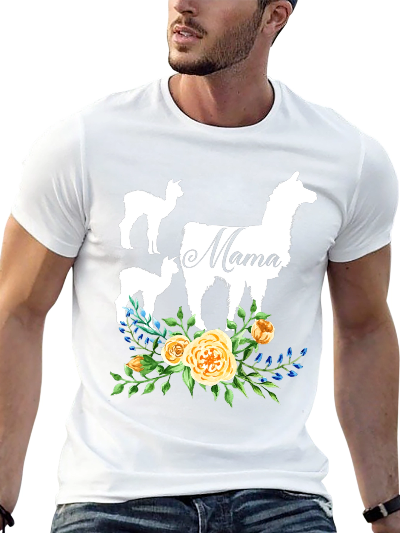 Mama Llama Floral T-Shirt Cute Alpaca Mom Tee