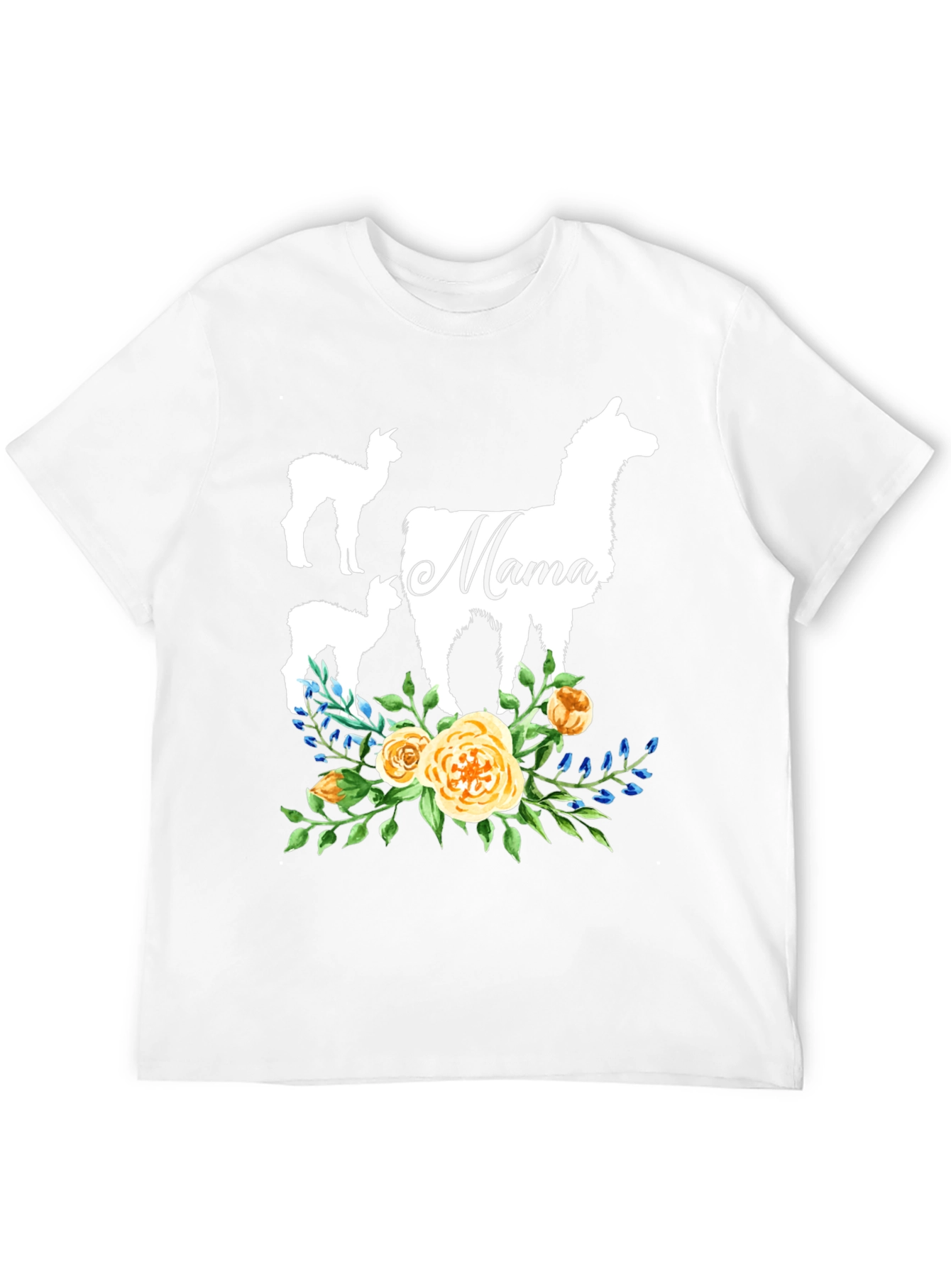 Mama Llama Floral T-Shirt Cute Alpaca Mom Tee