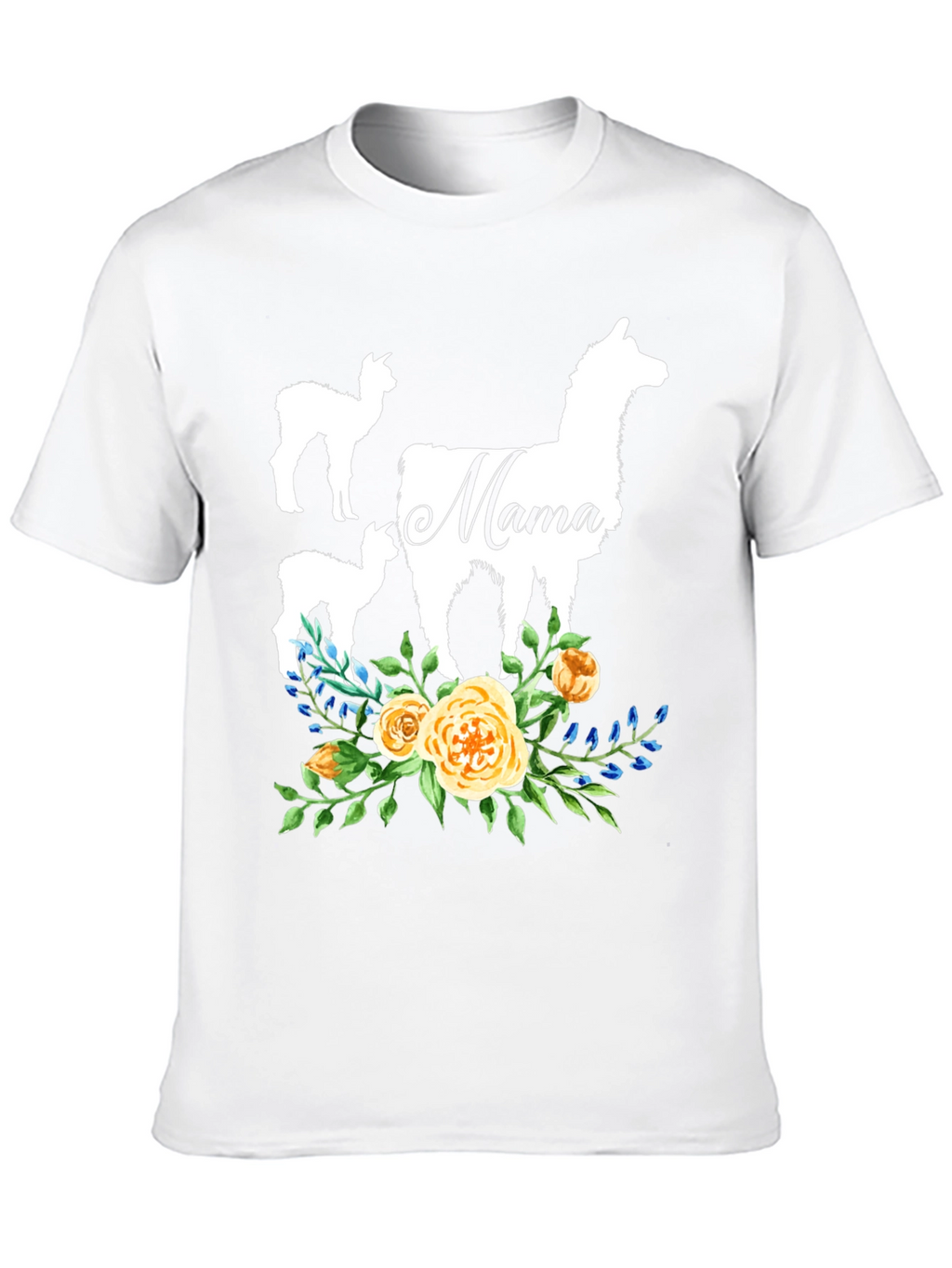 Mama Llama Floral T-Shirt Cute Alpaca Mom Tee