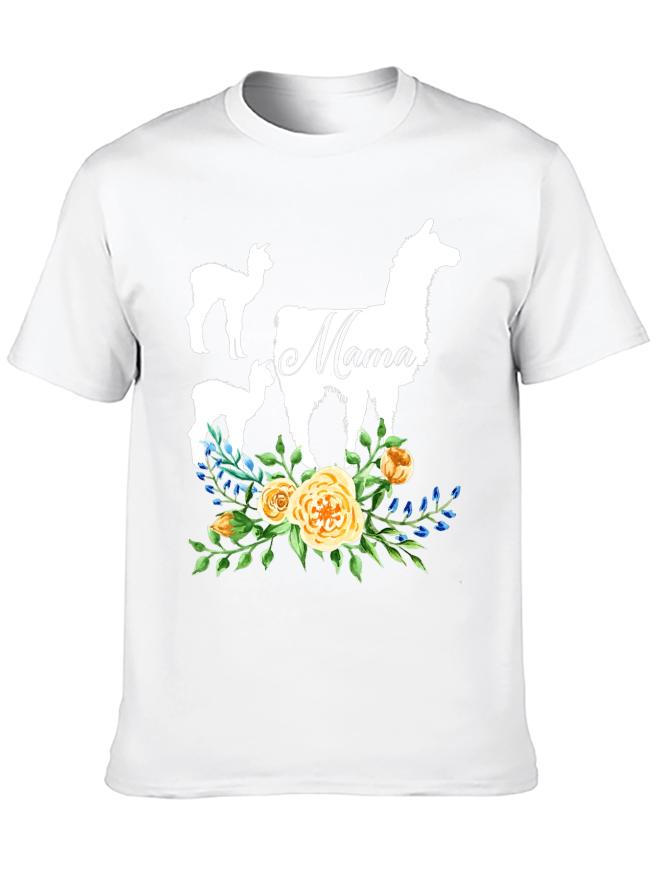 Mama Llama Floral T-Shirt Cute Alpaca Mom Tee
