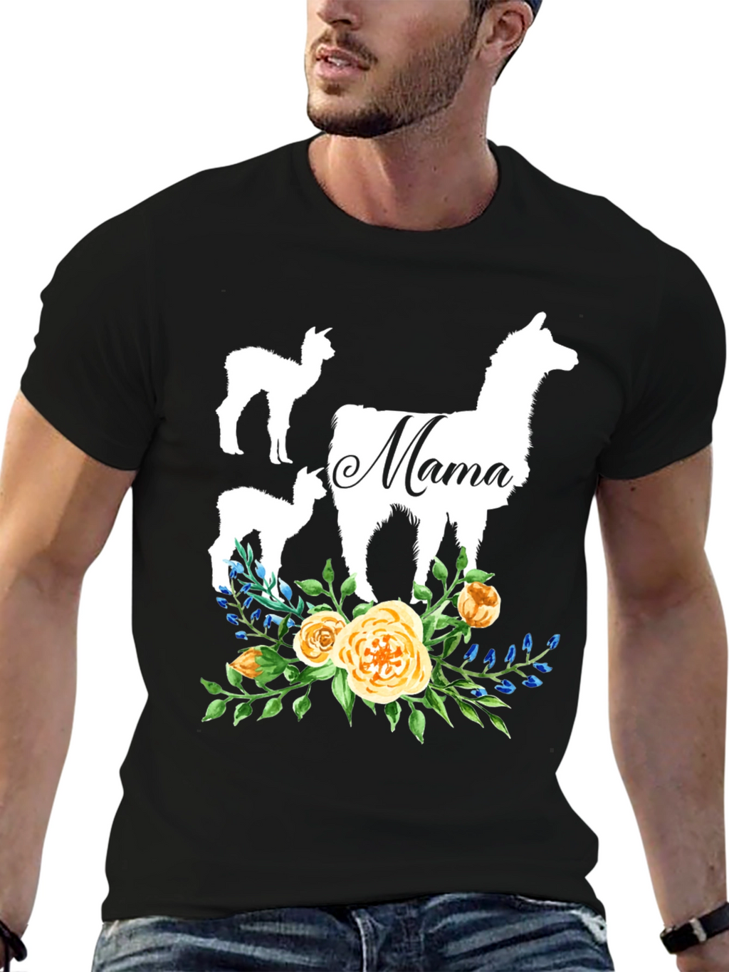 Mama Llama Floral T-Shirt Cute Alpaca Mom Tee