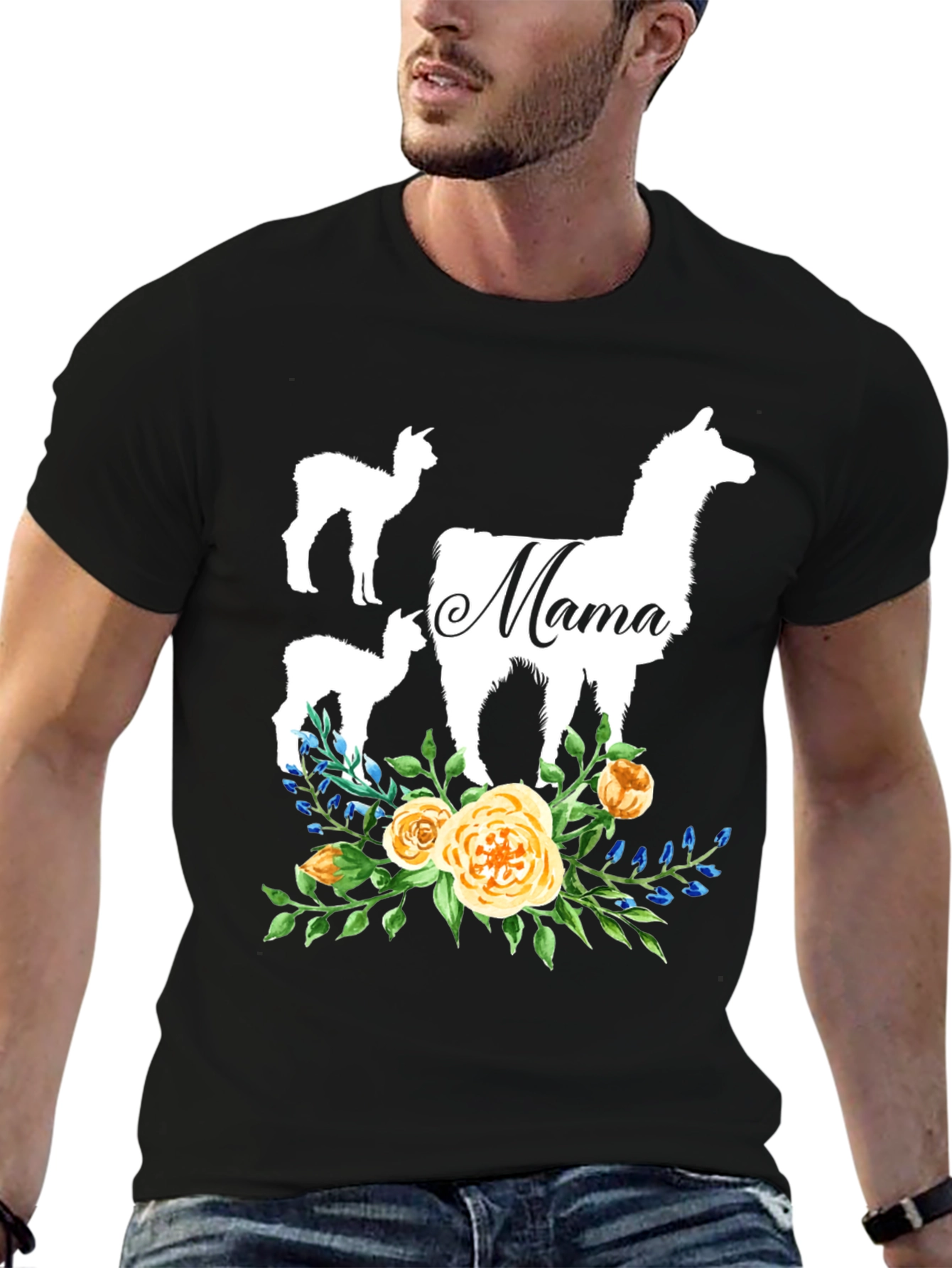 Mama Llama Floral T-Shirt Cute Alpaca Mom Tee
