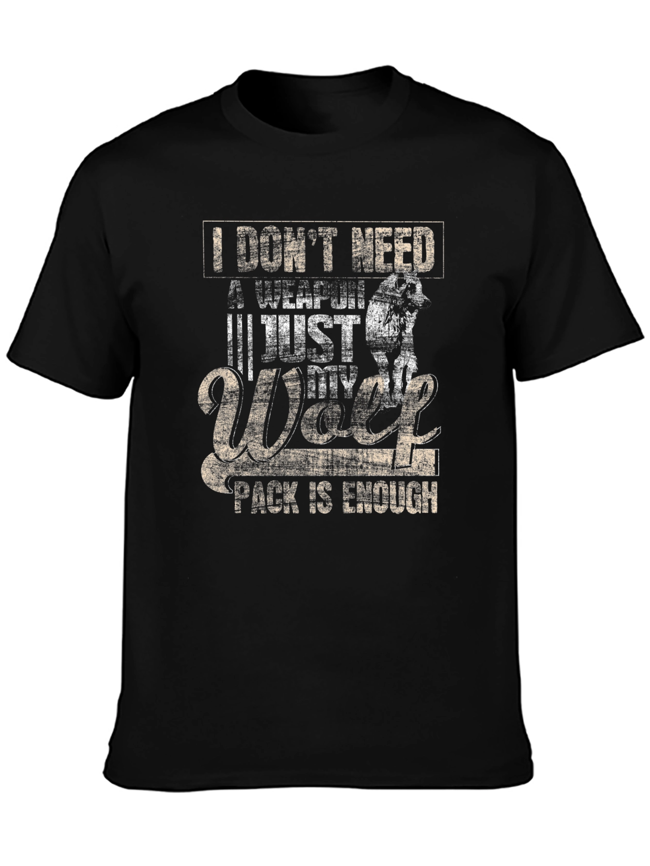 Wolf Pack Black T-Shirt - Enough Weapon