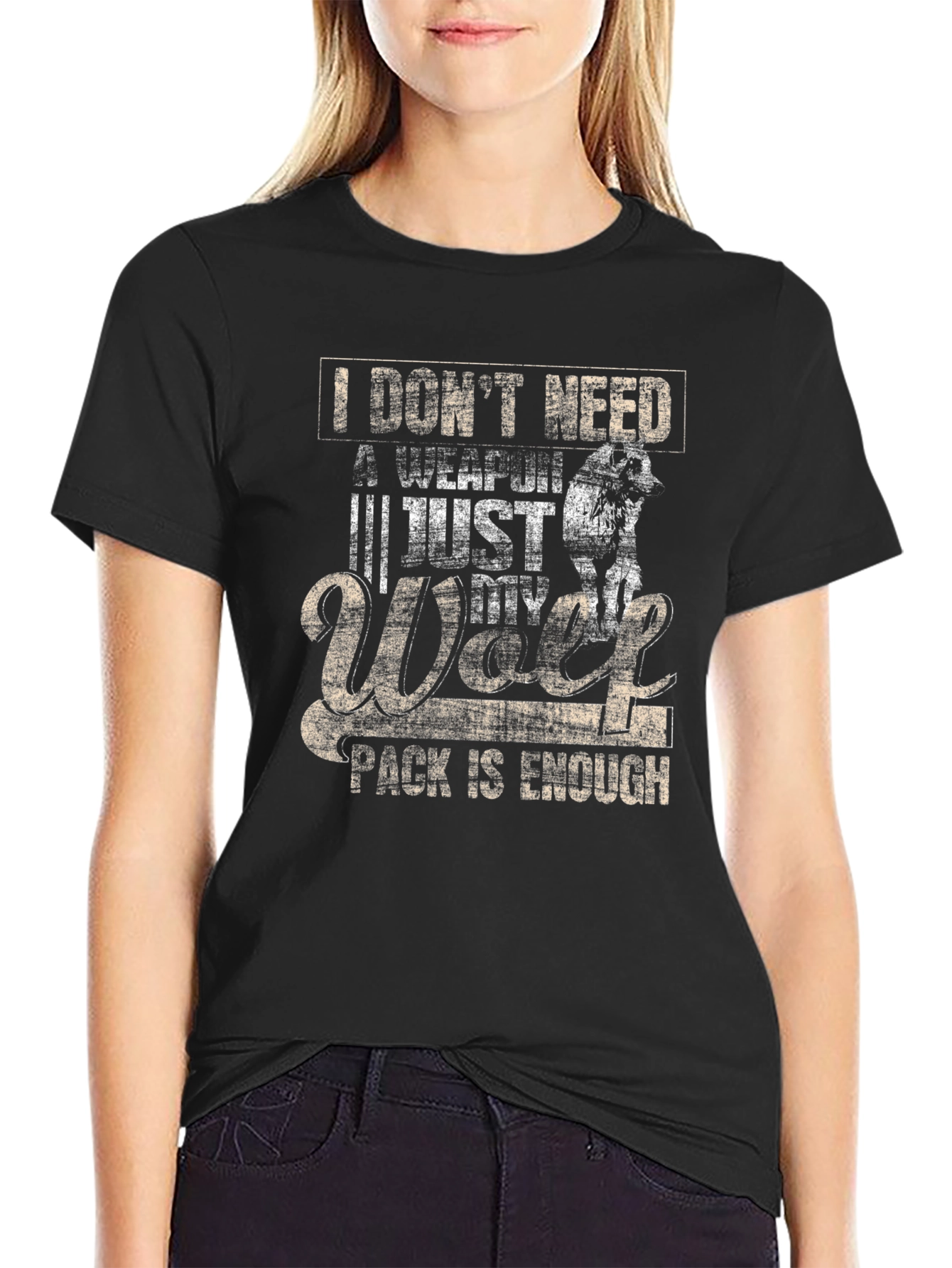 Wolf Pack Black T-Shirt - Enough Weapon