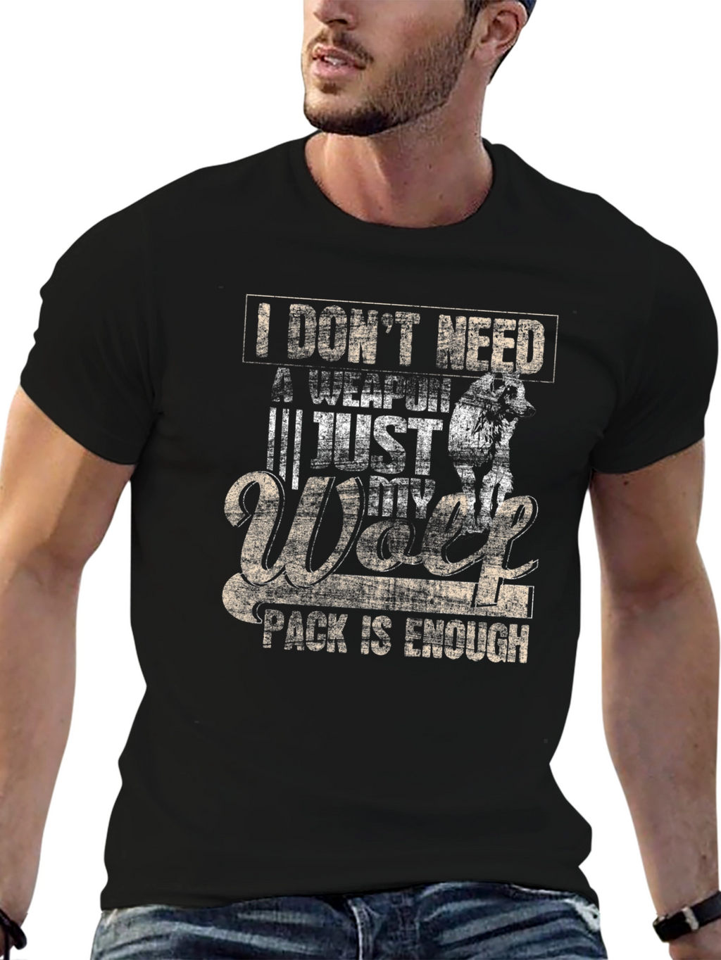 Wolf Pack Black T-Shirt - Enough Weapon