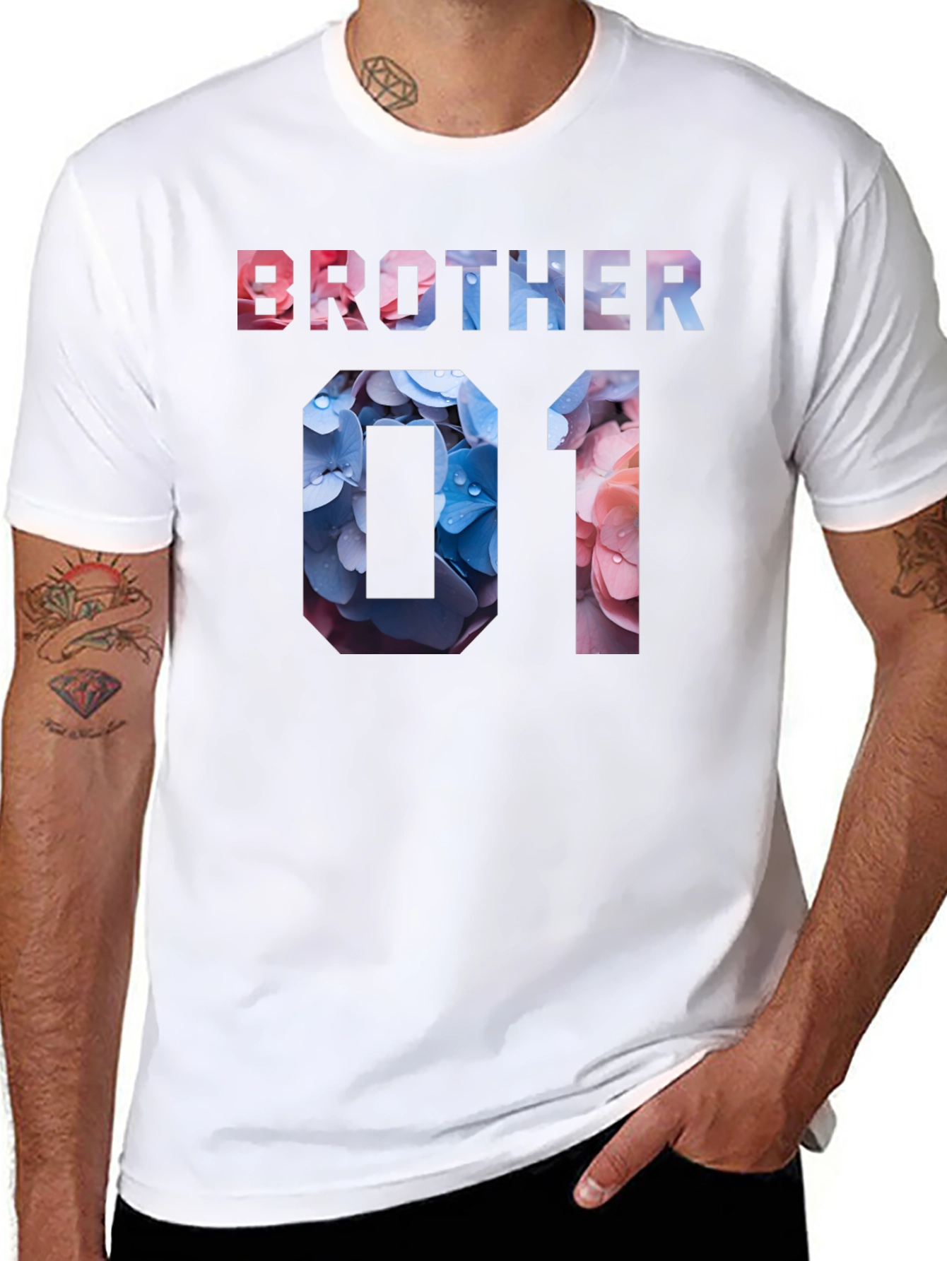 Brother 01 Floral T-Shirt - Trendy Family Matching Tee