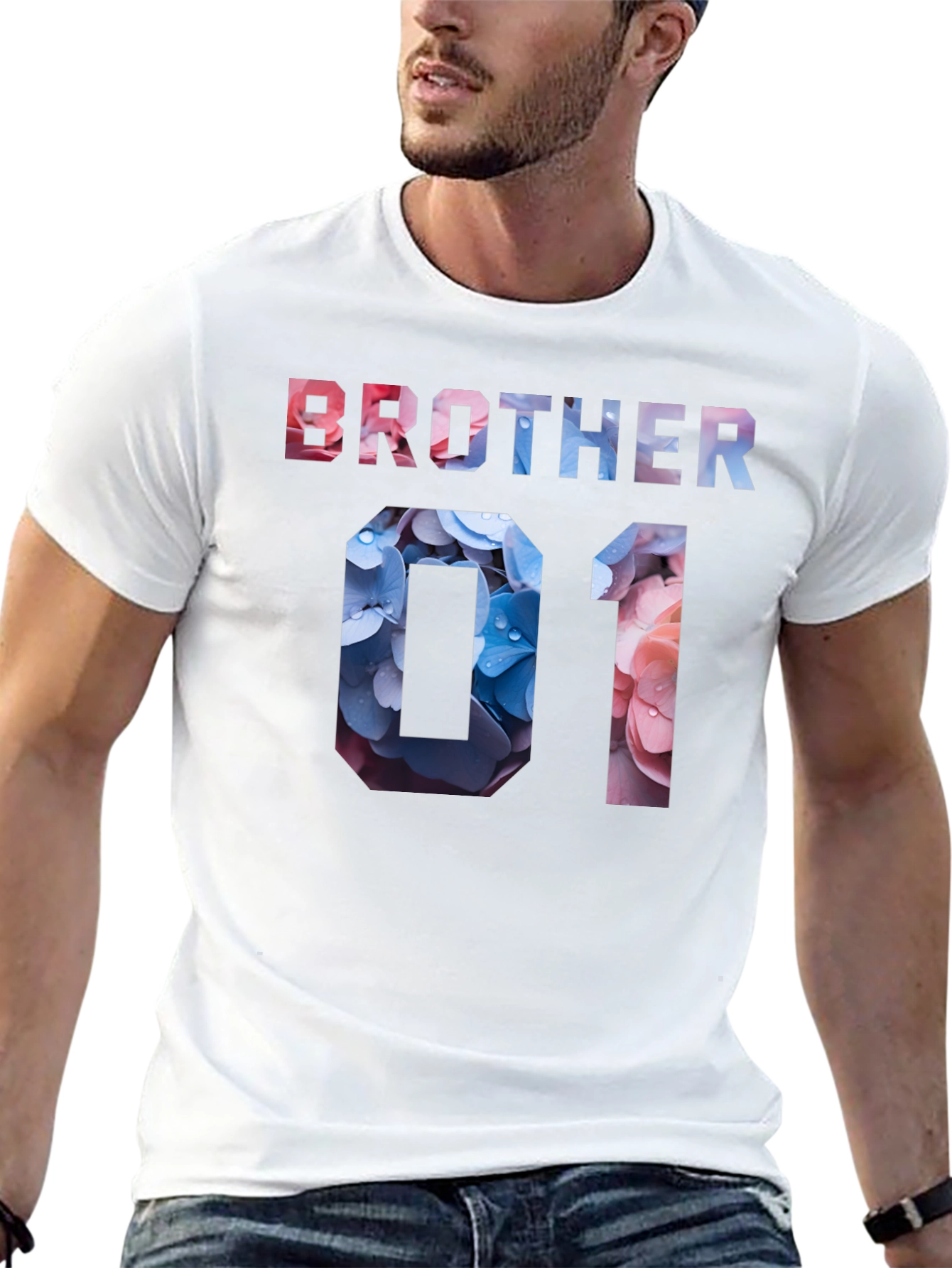 Brother 01 Floral T-Shirt - Trendy Family Matching Tee