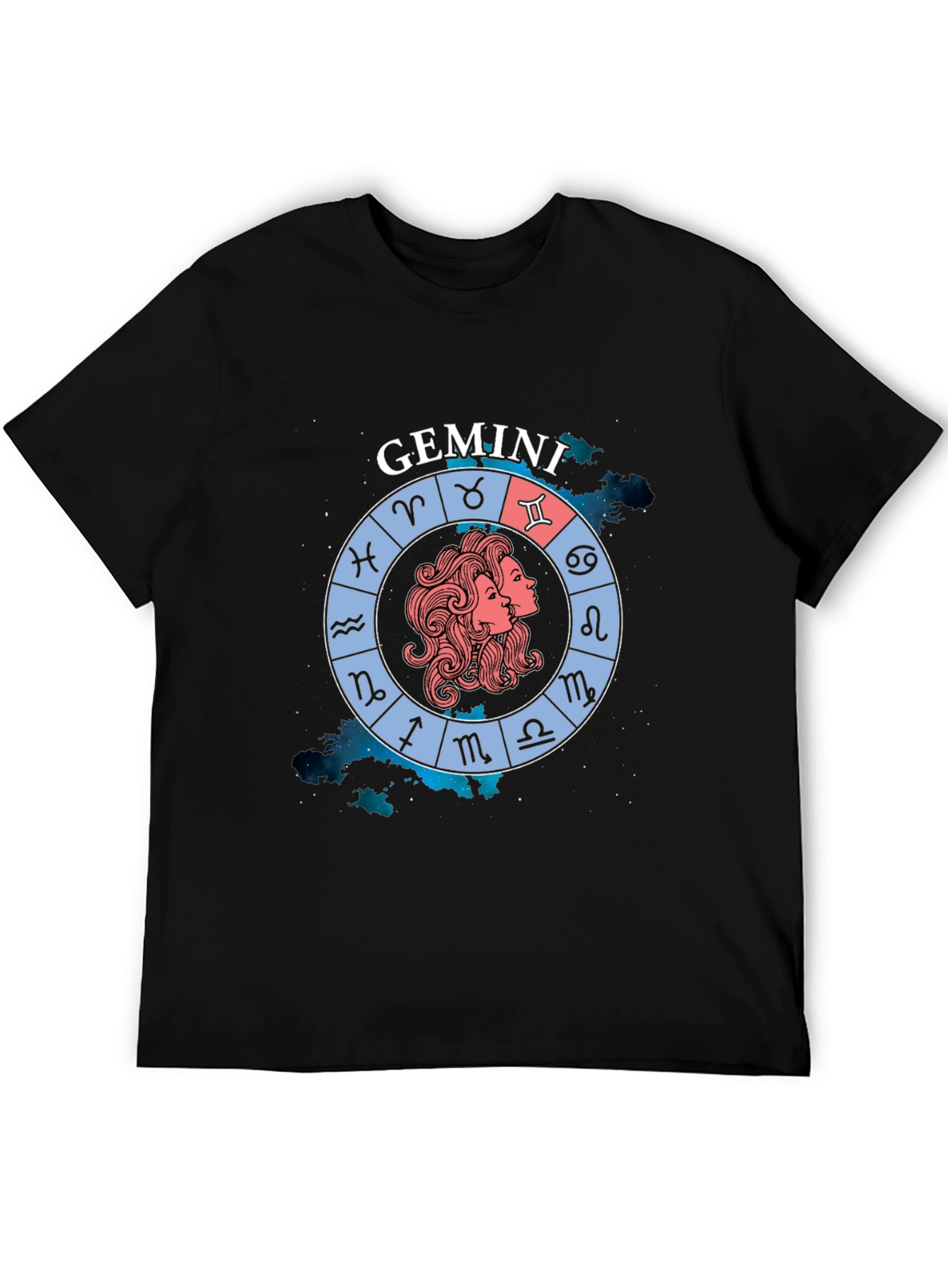 Gemini Zodiac Sign T-Shirt - Black Graphic Tee