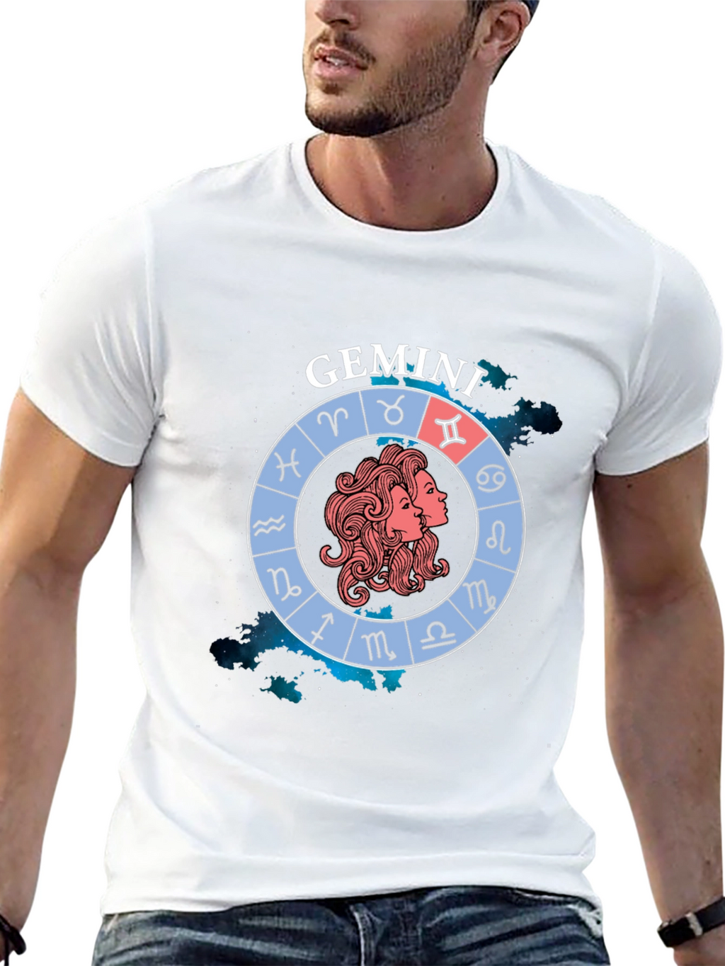 Gemini Zodiac Sign T-Shirt - Black Graphic Tee