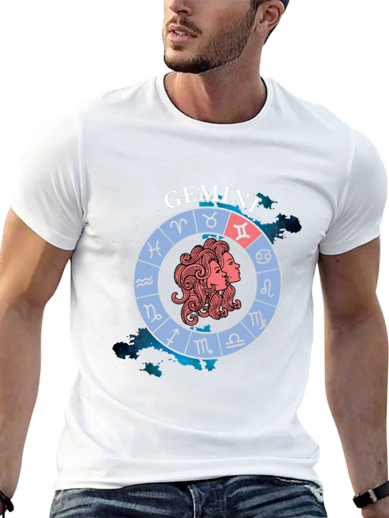 Gemini Zodiac Sign T-Shirt - Black Graphic Tee