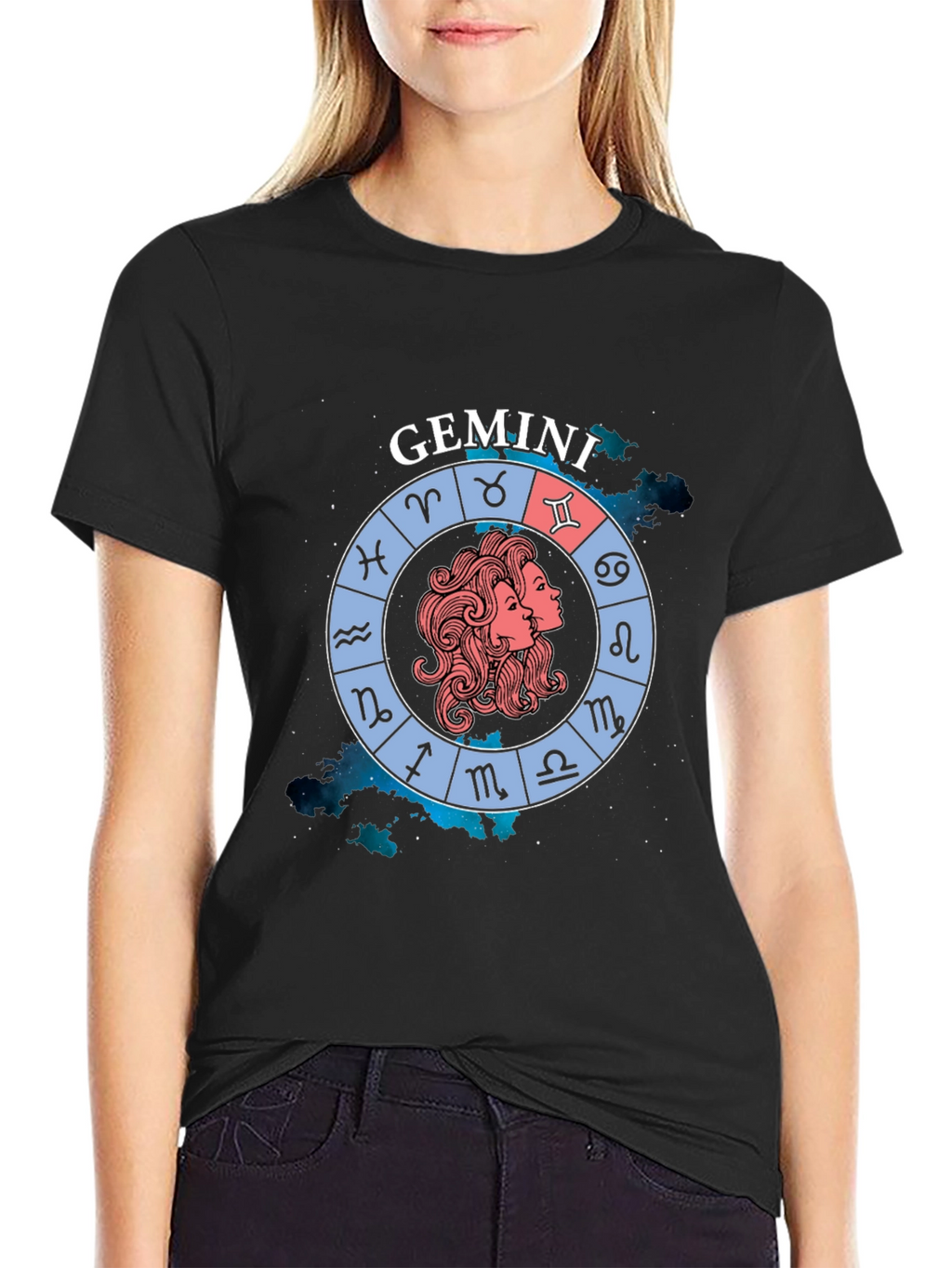 Gemini Zodiac Sign T-Shirt - Black Graphic Tee