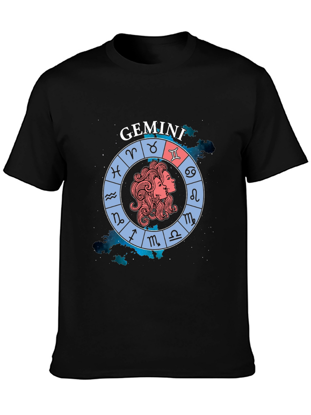 Gemini Zodiac Sign T-Shirt - Black Graphic Tee