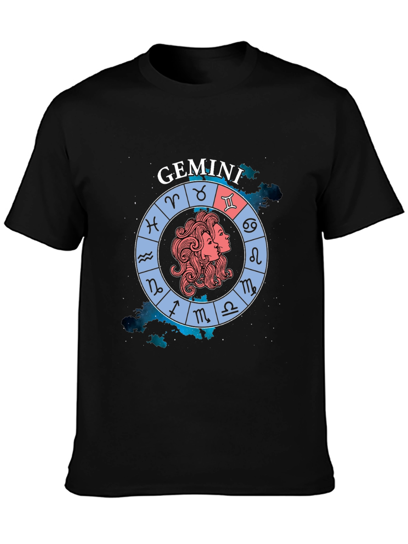 Gemini Zodiac Sign T-Shirt - Black Graphic Tee