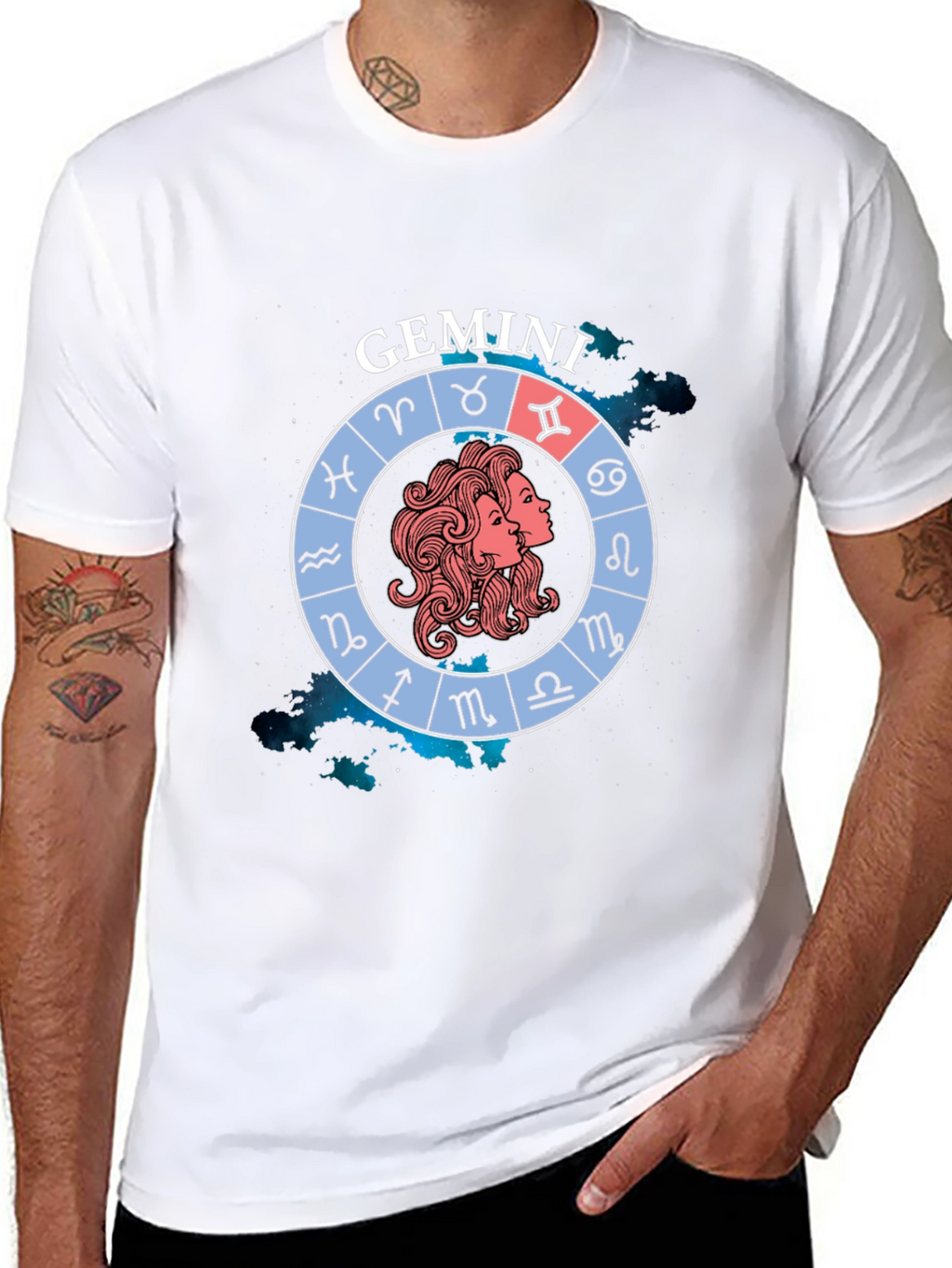Gemini Zodiac Sign T-Shirt - Black Graphic Tee