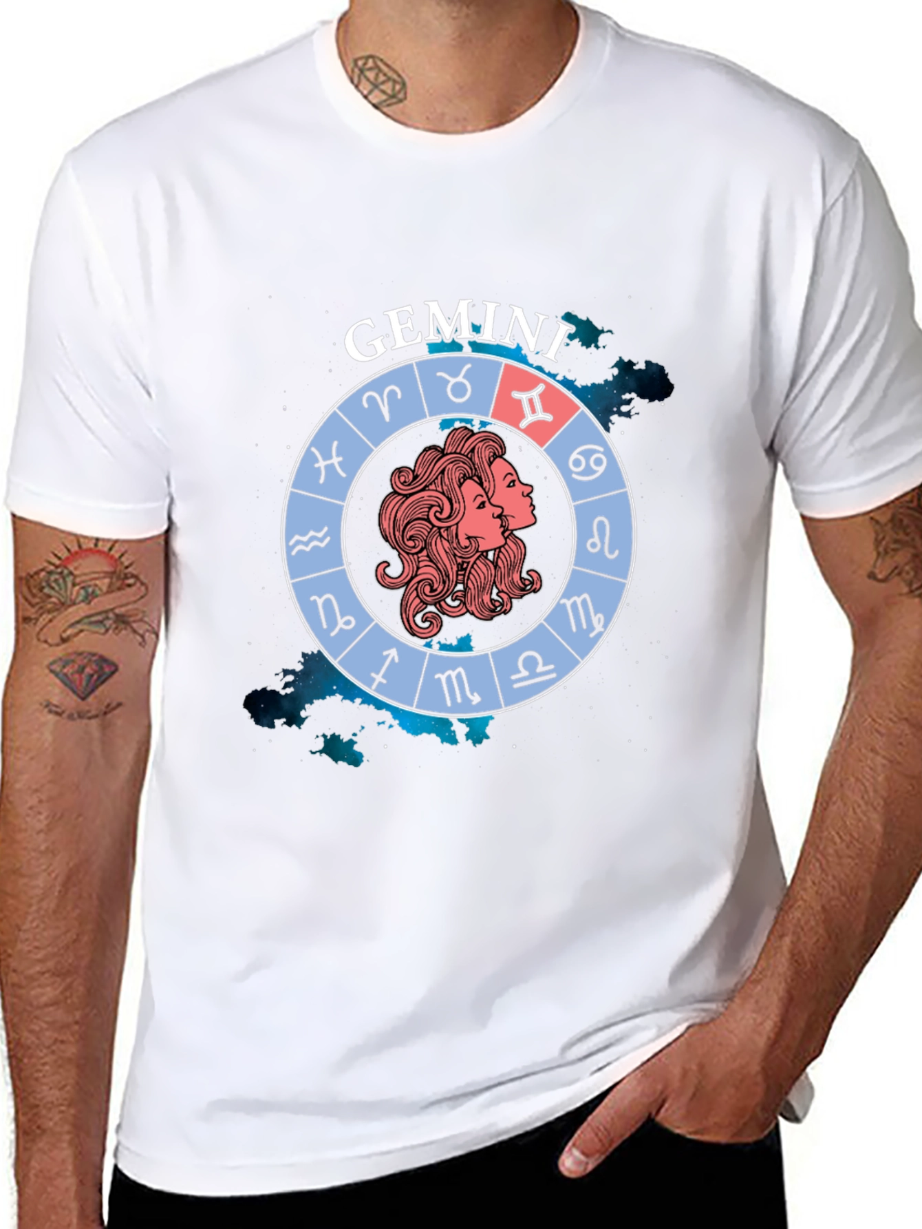 Gemini Zodiac Sign T-Shirt - Black Graphic Tee