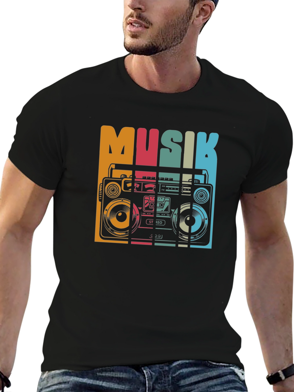 Retro Musik Boombox Graphic Tee
