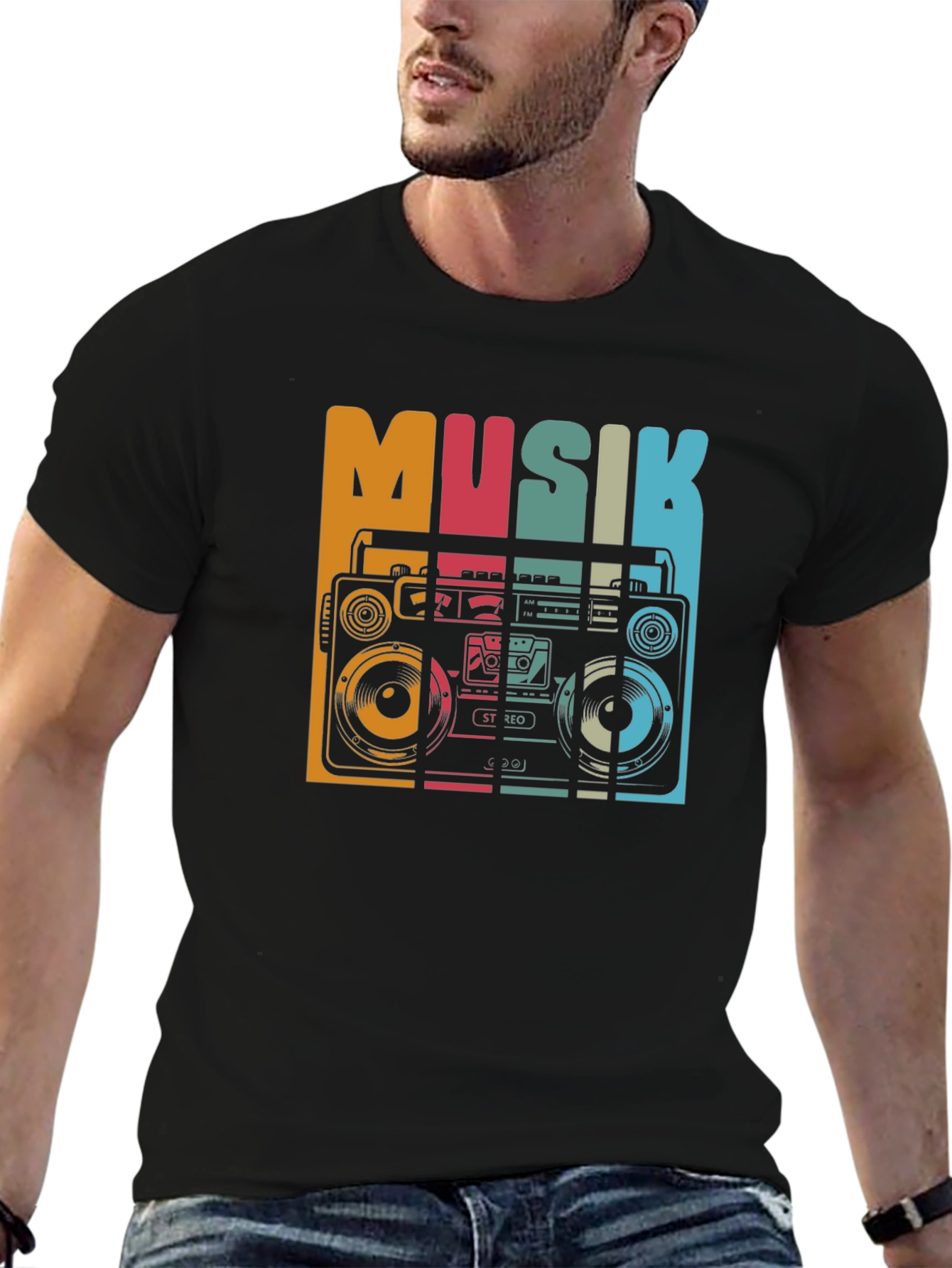 Retro Musik Boombox Graphic Tee