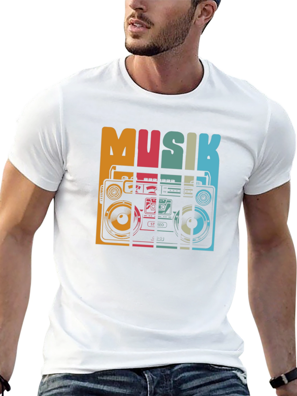 Retro Musik Boombox Graphic Tee