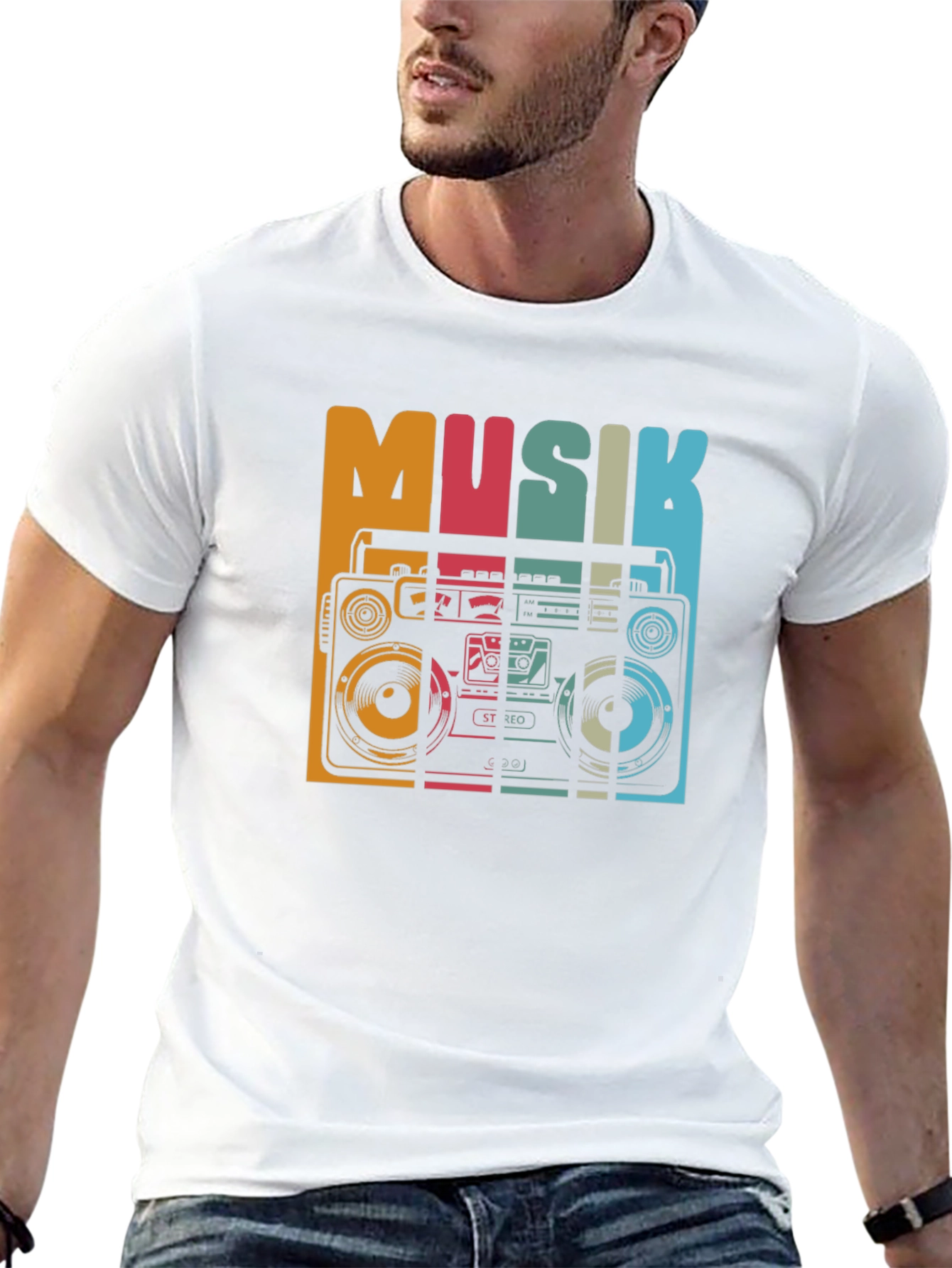 Retro Musik Boombox Graphic Tee