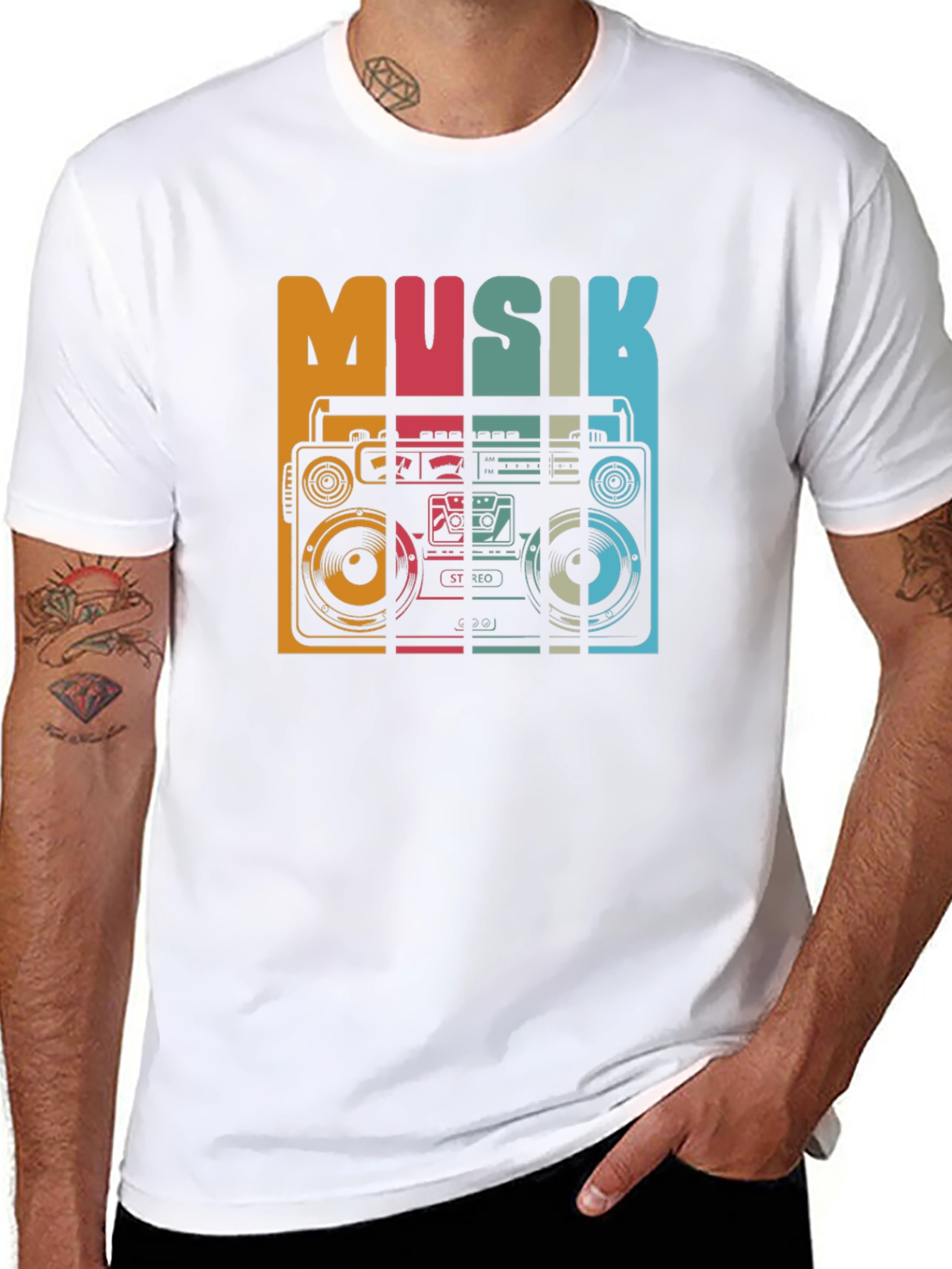Retro Musik Boombox Graphic Tee