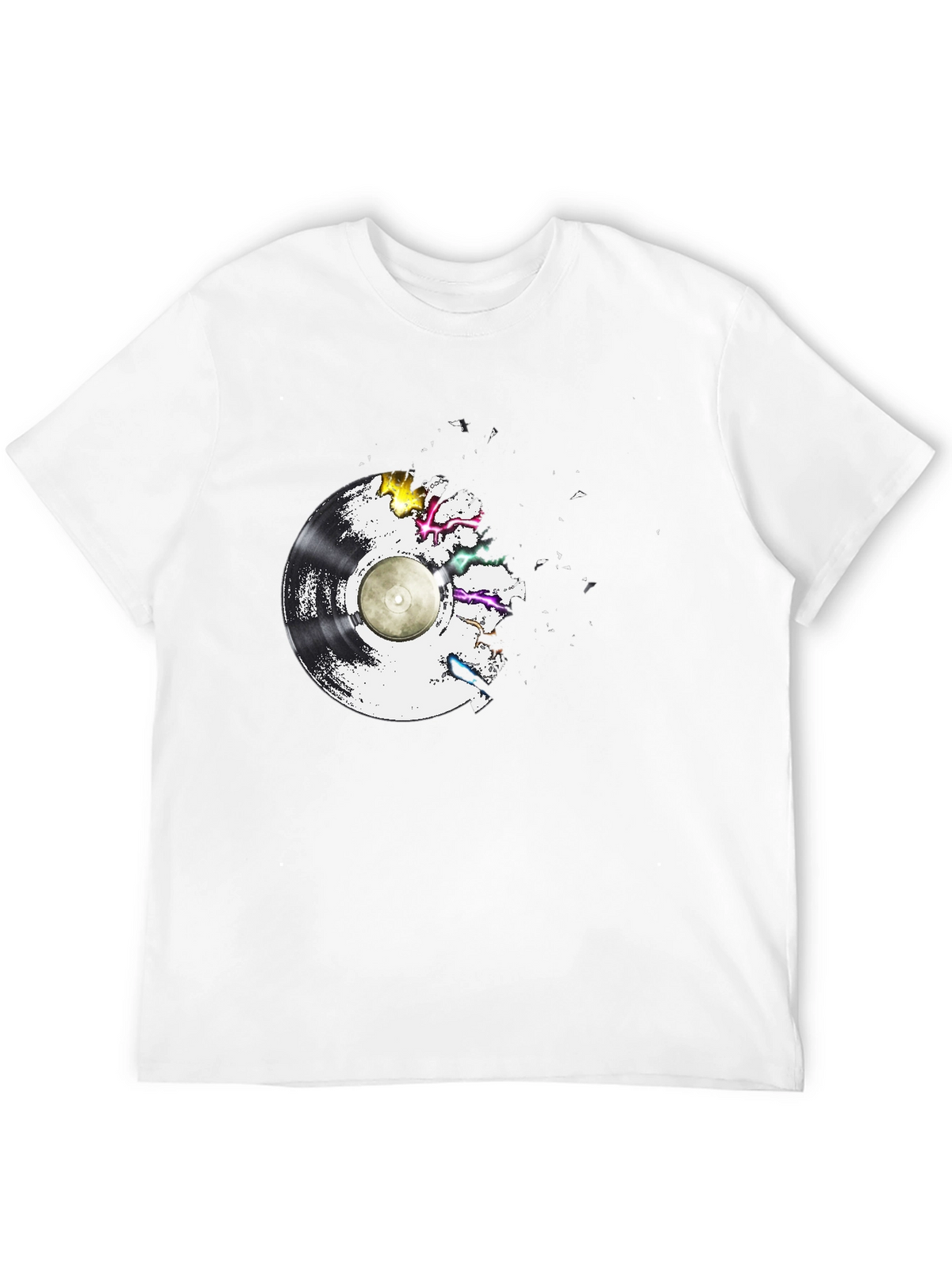 Vinyl Record Explosion T-Shirt - Classic Black Tee