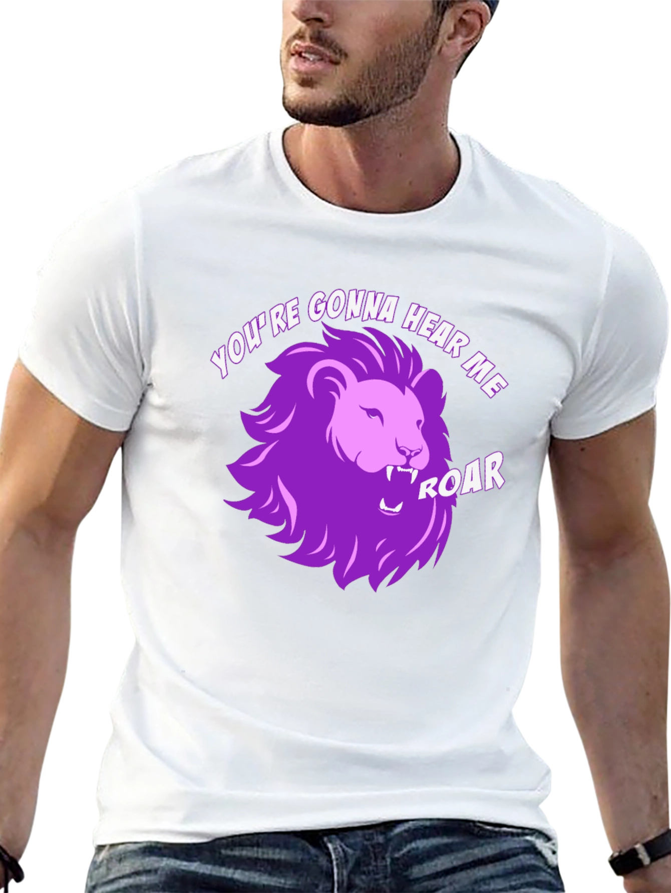 Hear Me Roar Lion Graphic Tee - Black Cotton