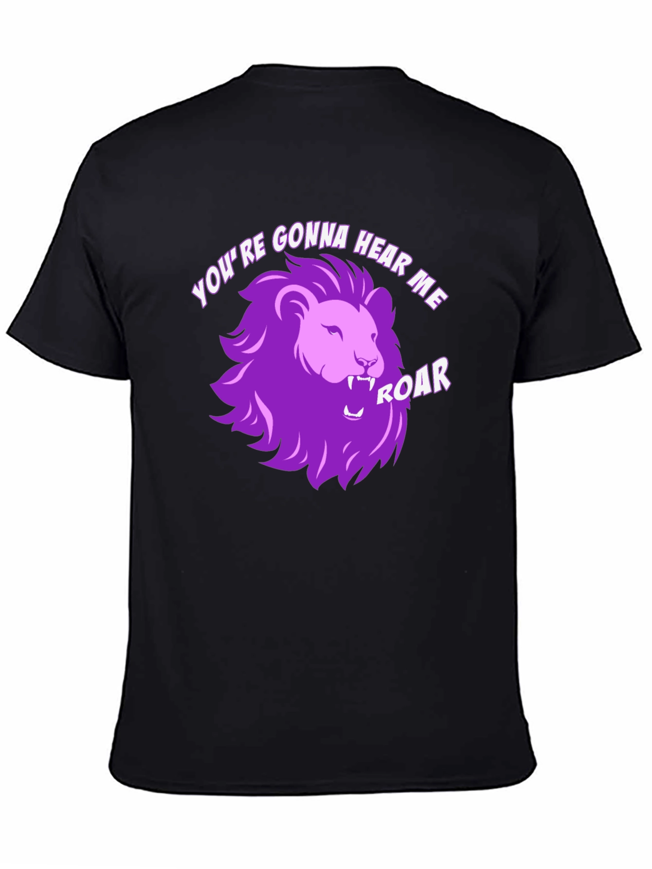 Hear Me Roar Lion Graphic Tee - Black Cotton