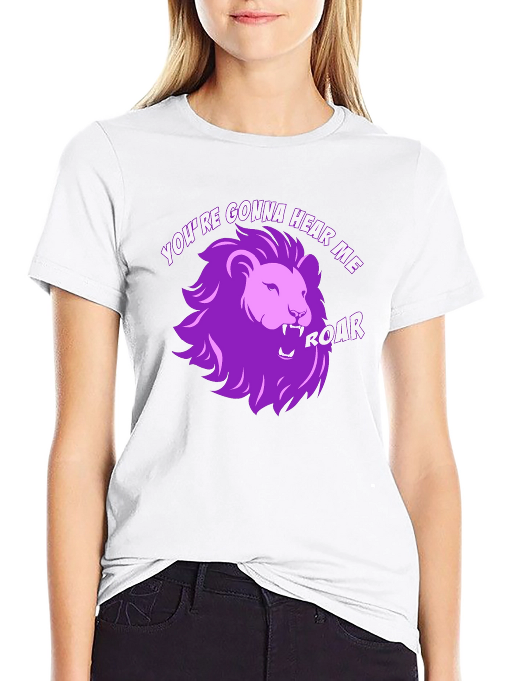 Hear Me Roar Lion Graphic Tee - Black Cotton
