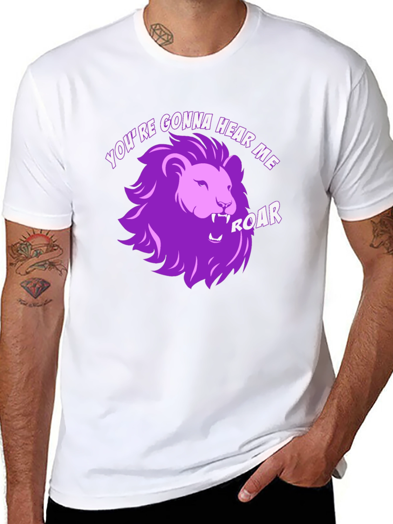 Hear Me Roar Lion Graphic Tee - Black Cotton