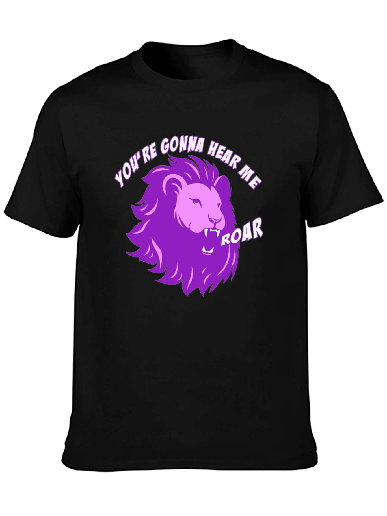 Hear Me Roar Lion Graphic Tee - Black Cotton