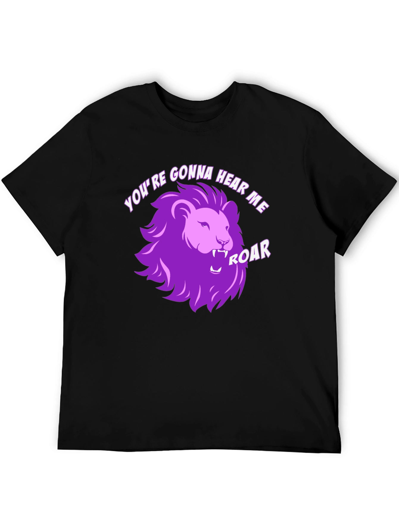 Hear Me Roar Lion Graphic Tee - Black Cotton