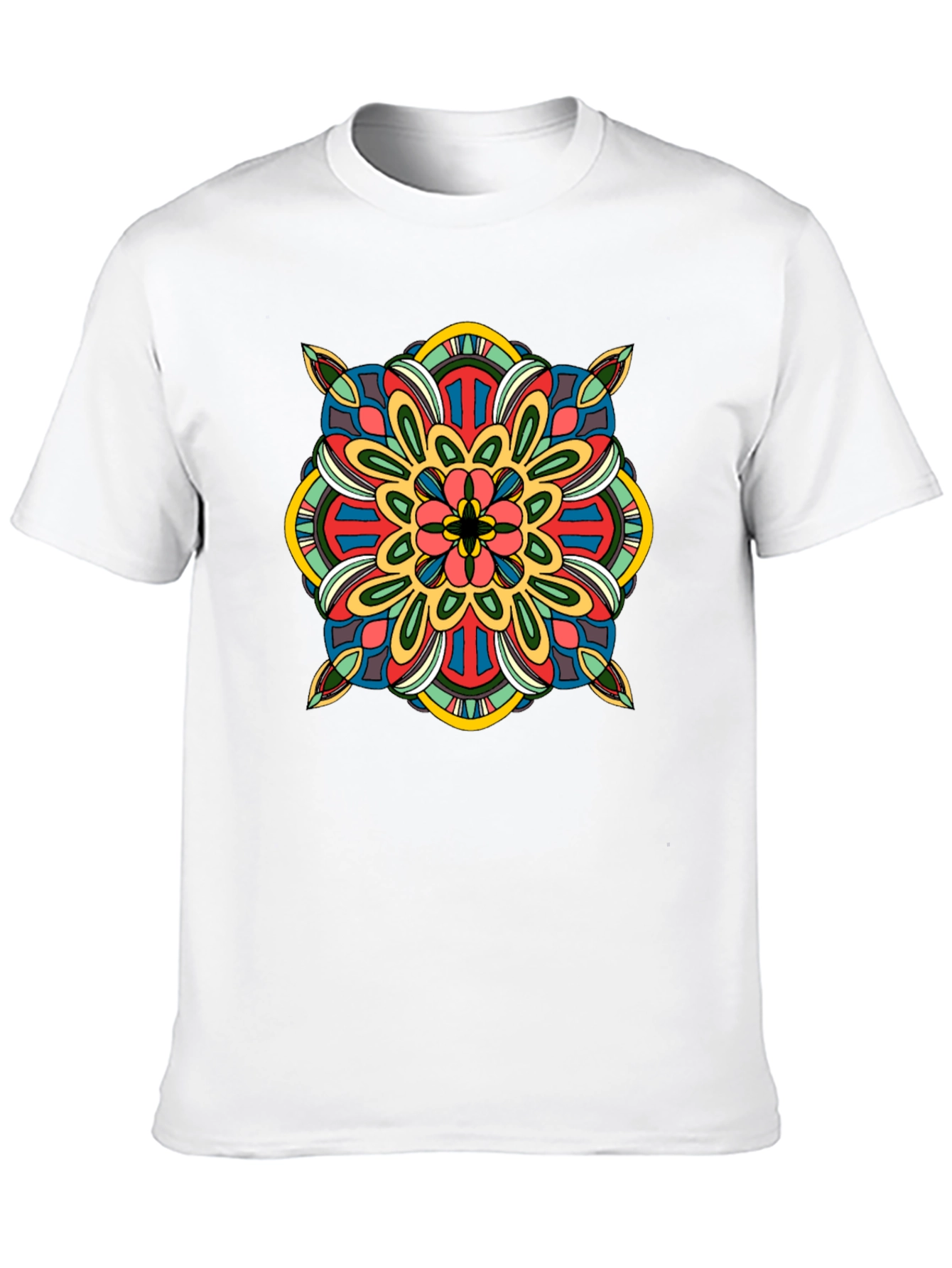 Black T-Shirt with Colorful Mandala Design