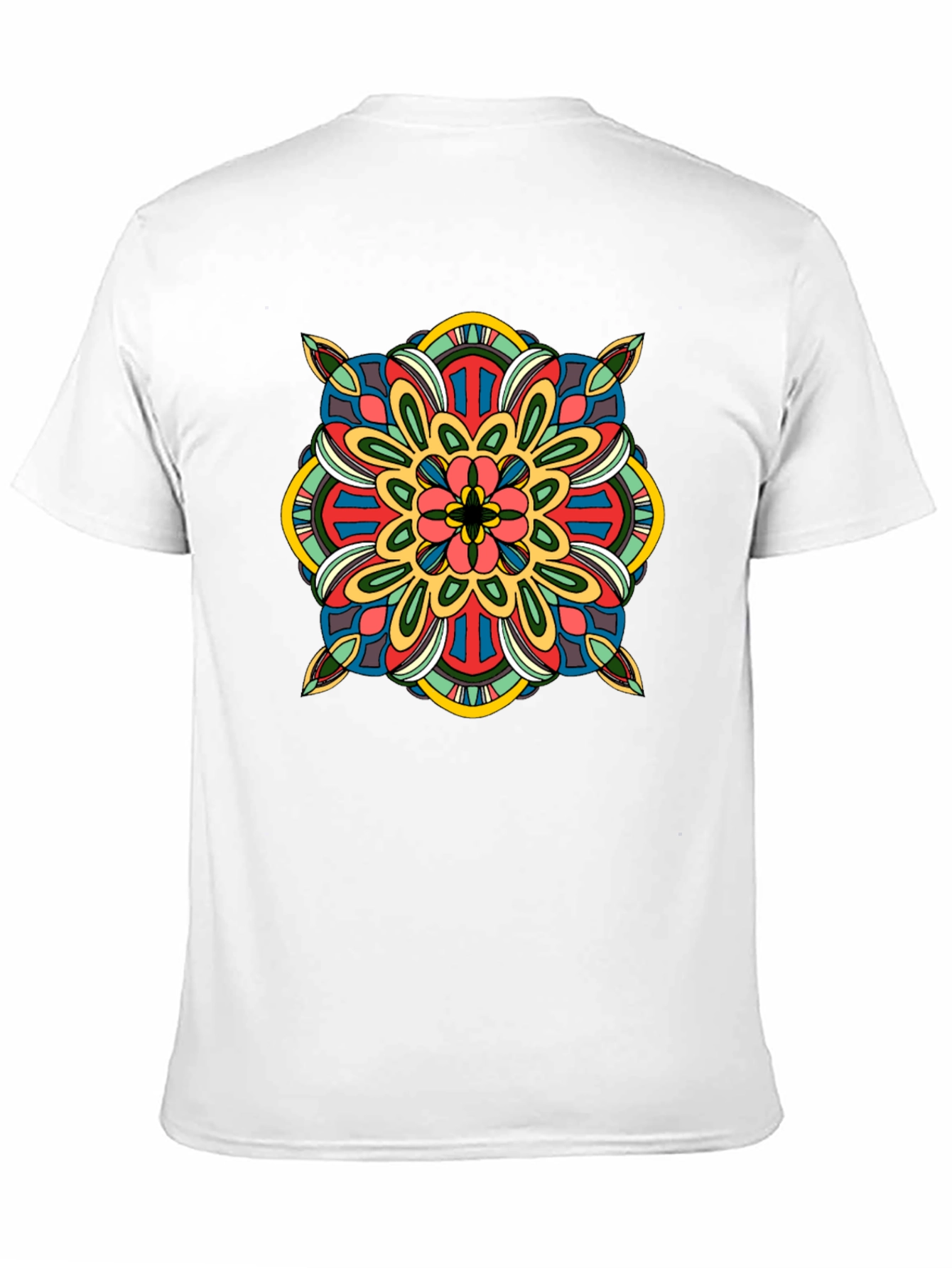 Black T-Shirt with Colorful Mandala Design