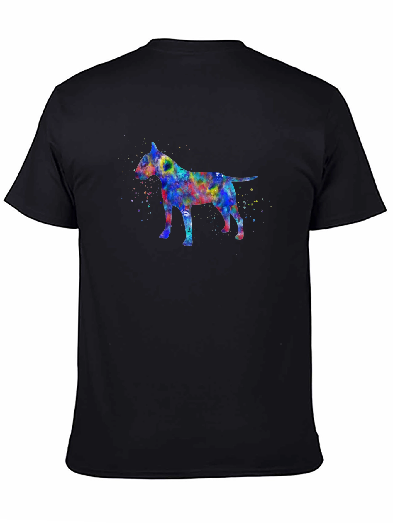 Colorful Bull Terrier Graphic Tee - Unisex Black Shirt