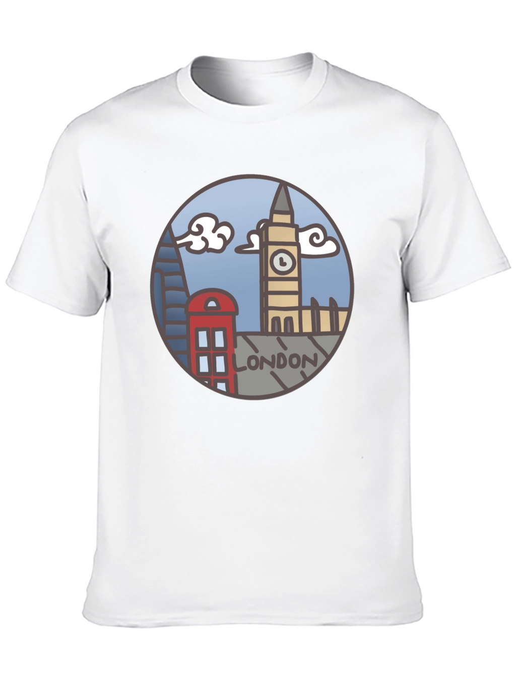 London Skyline Graphic Tee - Black Cotton T-Shirt