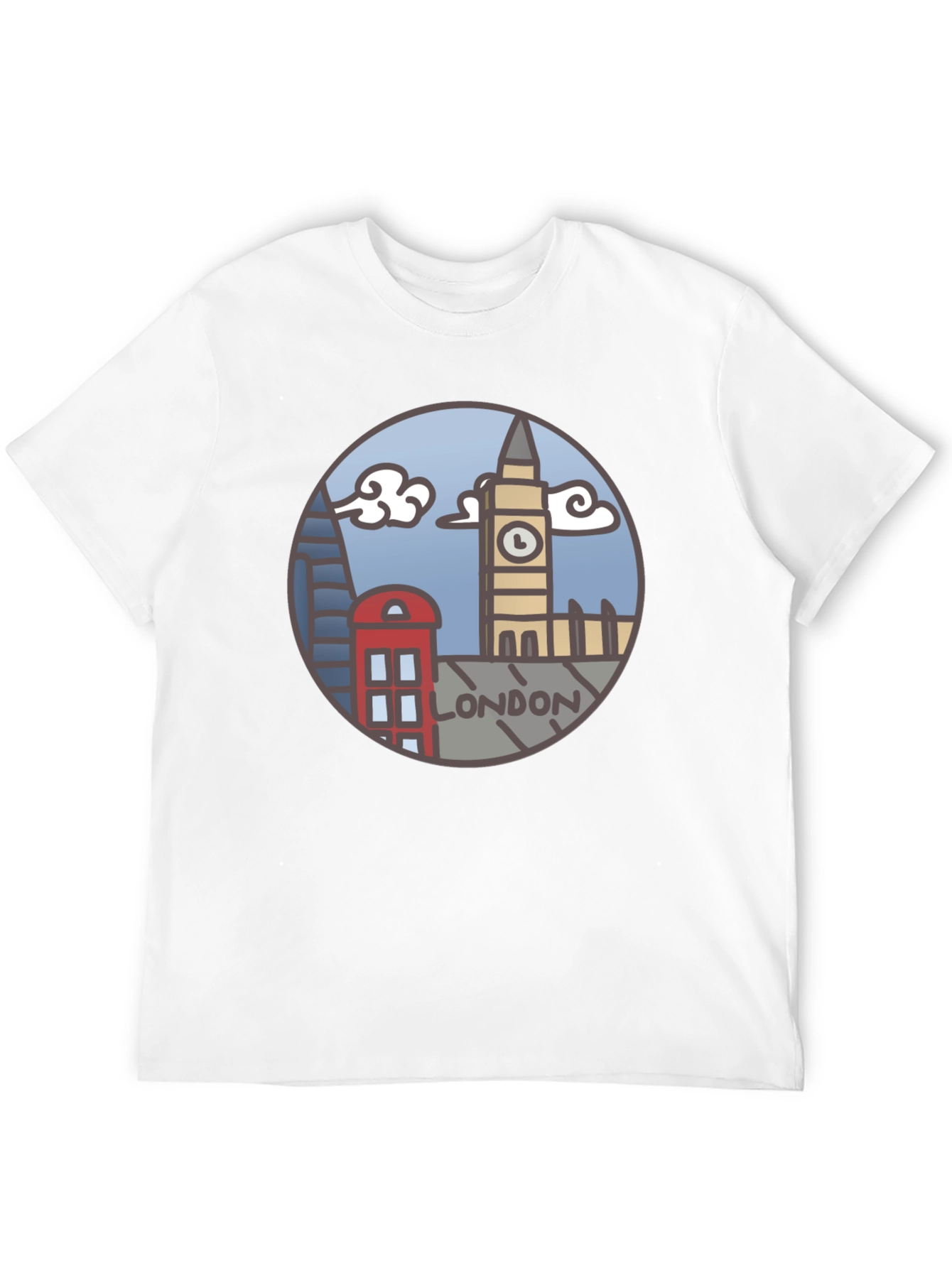 London Skyline Graphic Tee - Black Cotton T-Shirt