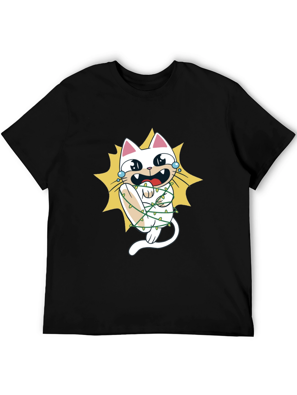 Cat in Christmas Lights Graphic Tee
